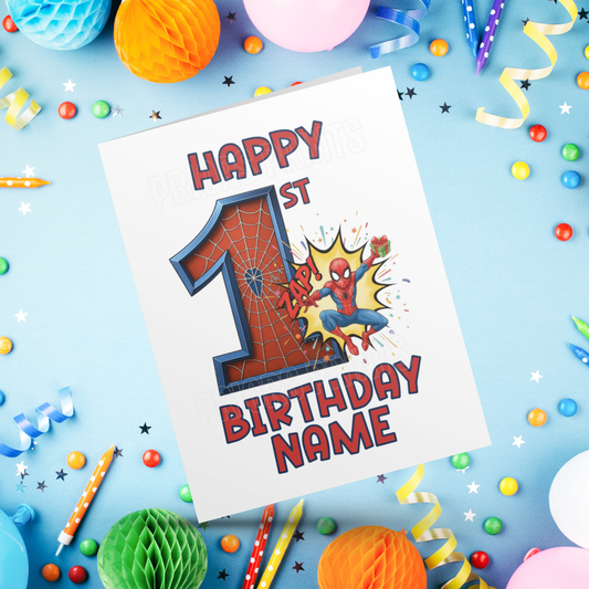 Personalised Spiderman Birthday Card with age 1-20 I Marvel I Superhero