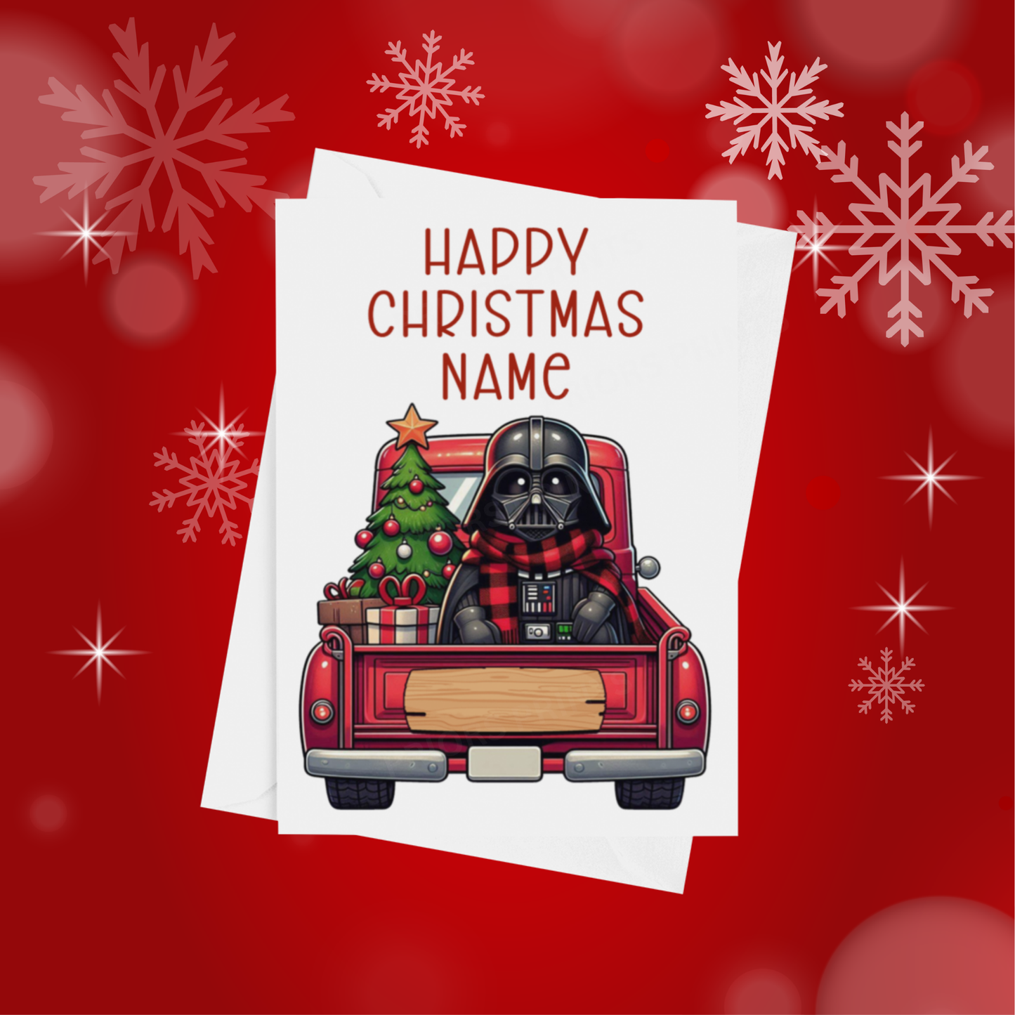 Characters in Truck Personalised Christmas Card