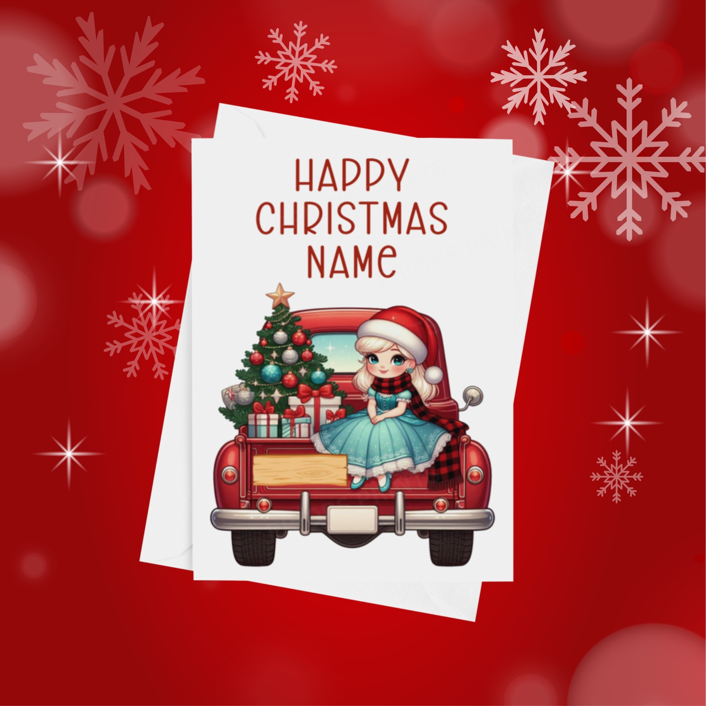 Characters in Truck Personalised Christmas Card