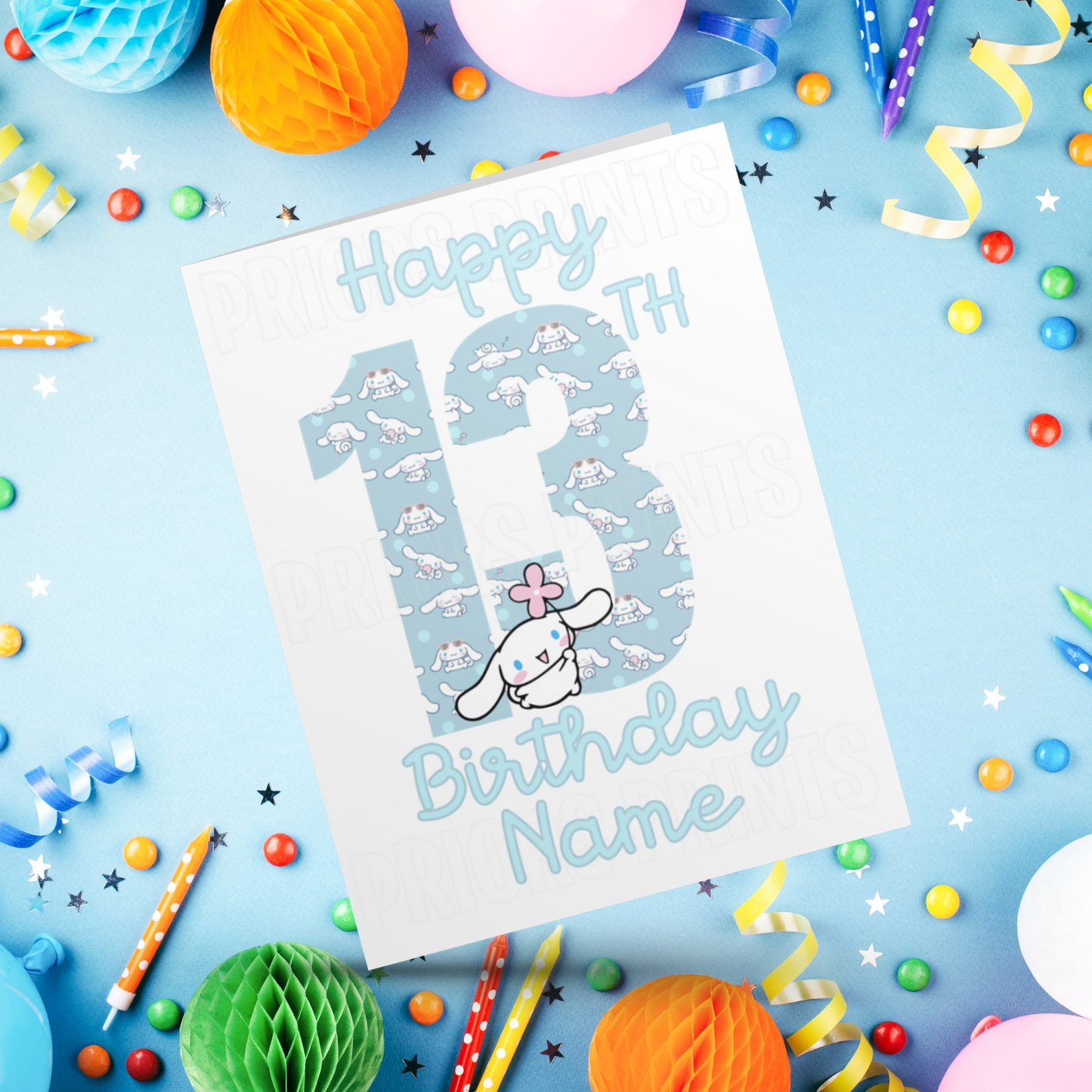 Personalised Cinnamoroll Birthday Card with Age 1-20 Years (Sanrio- Hello Kitty & Friends)