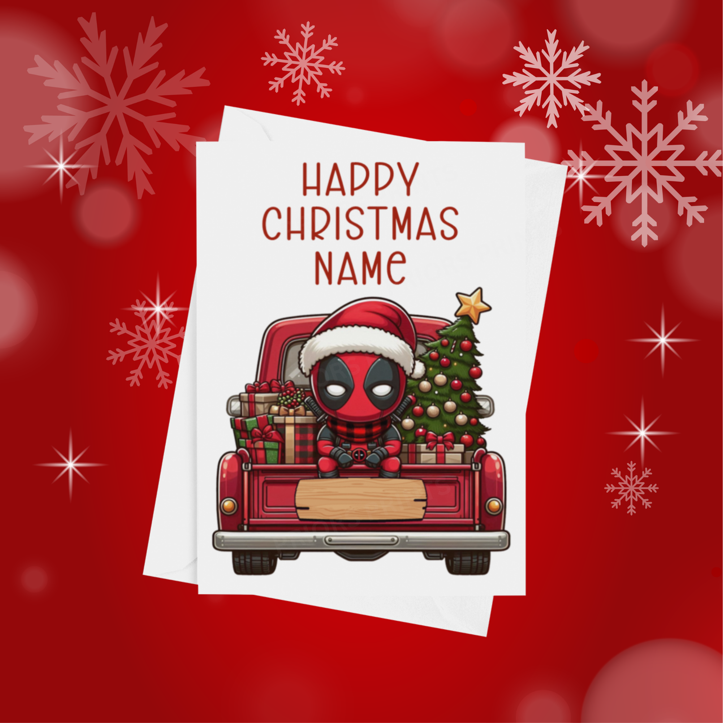 Characters in Truck Personalised Christmas Card