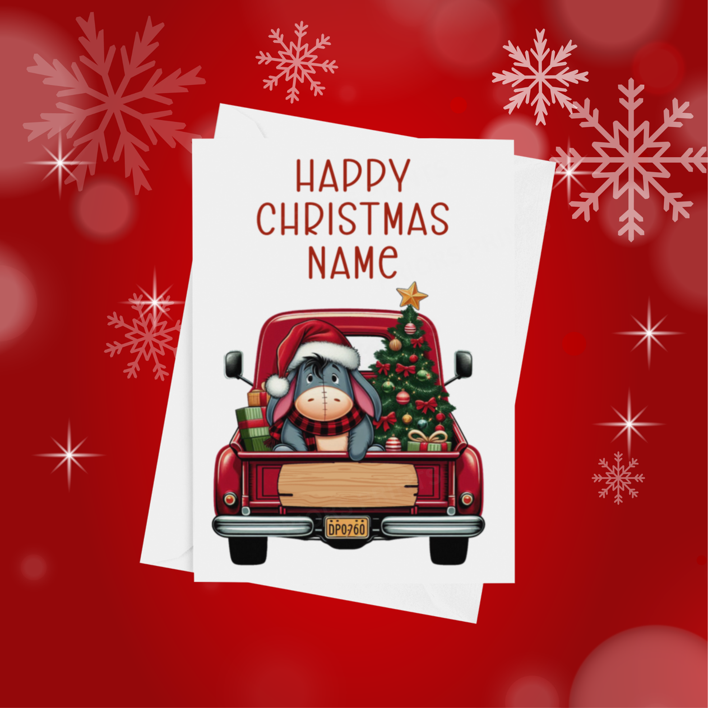 Characters in Truck Personalised Christmas Card
