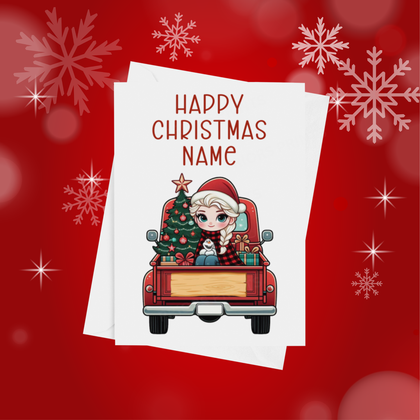 Characters in Truck Personalised Christmas Card