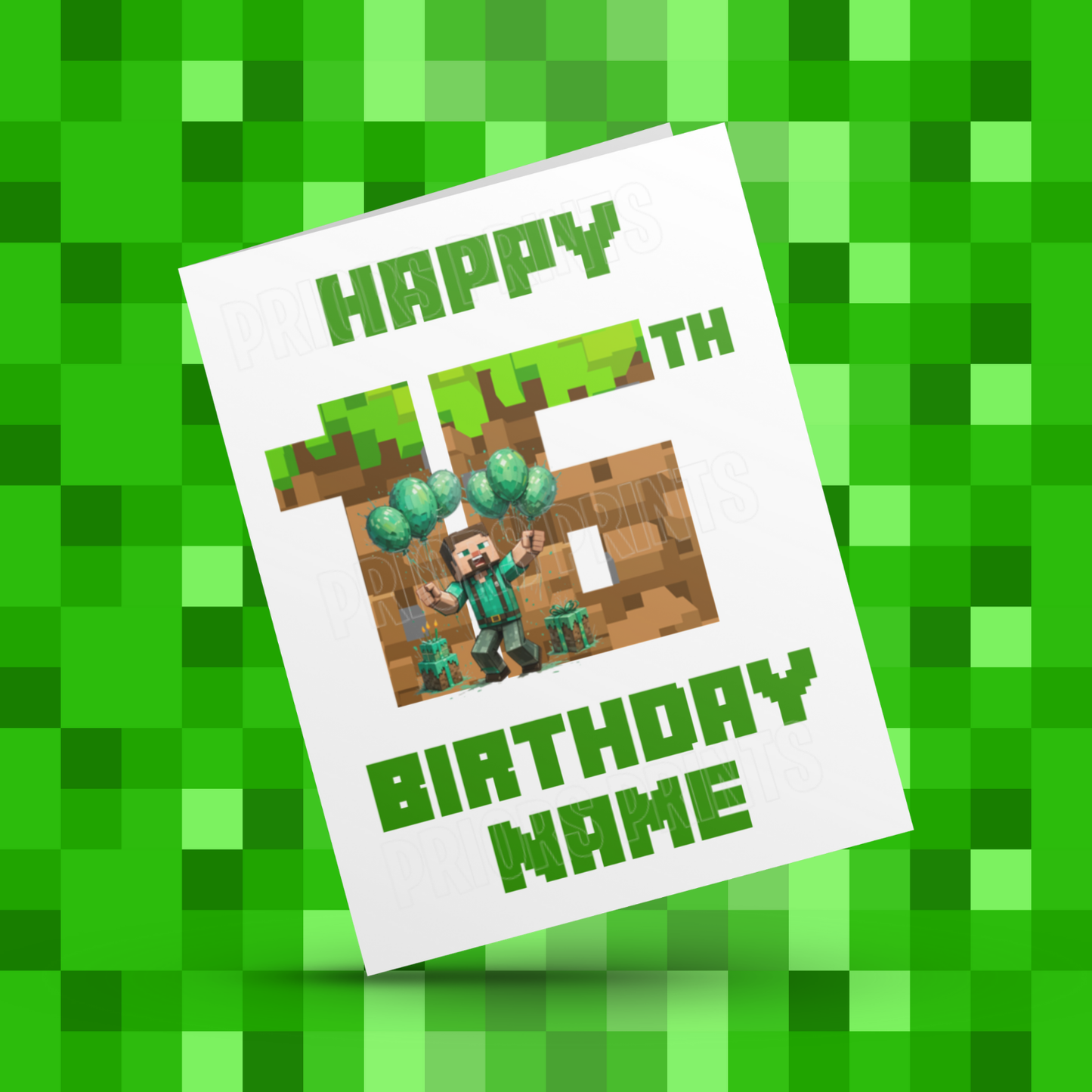 Personalised Minecraft Birthday Card with Age 1-20 Years