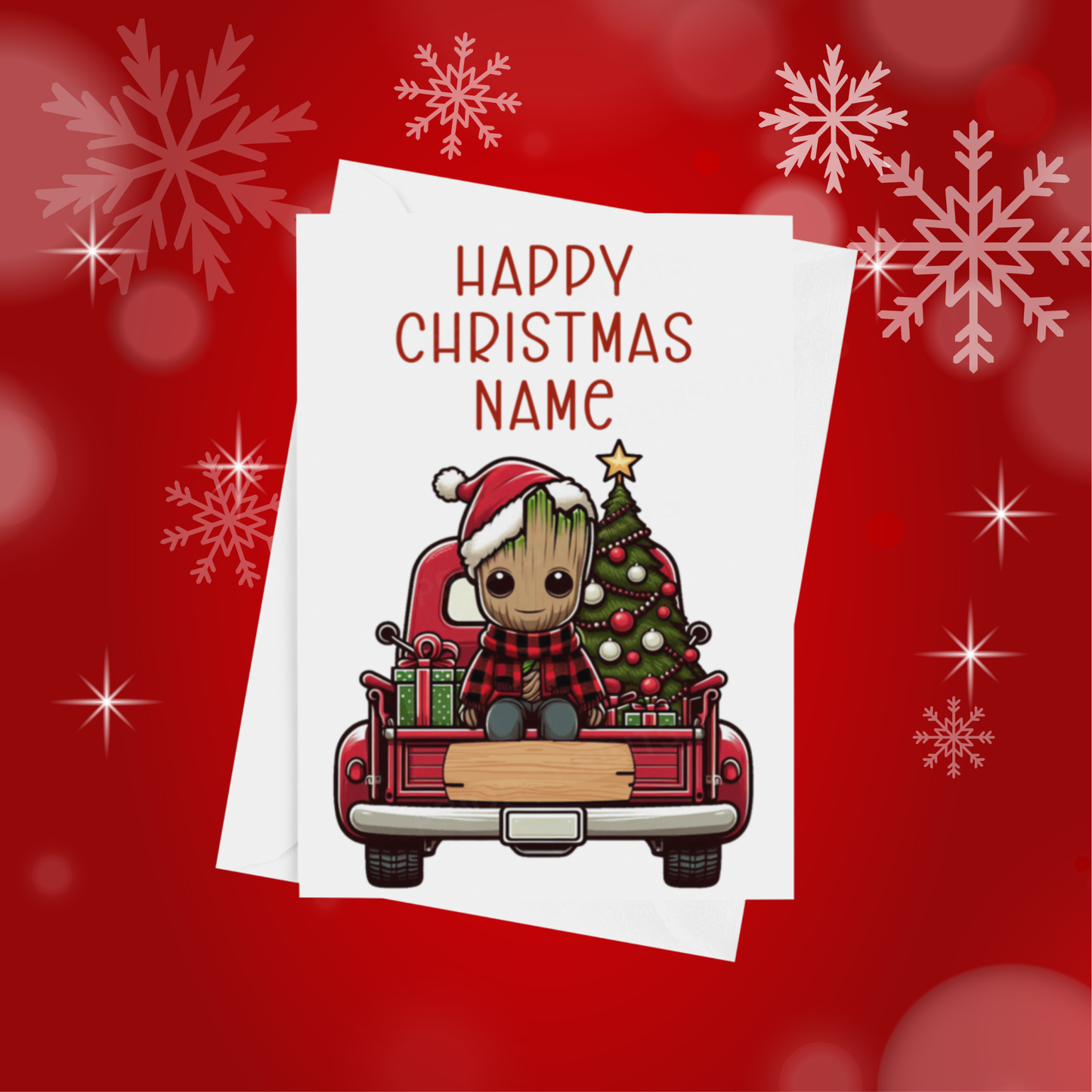 Characters in Truck Personalised Christmas Card