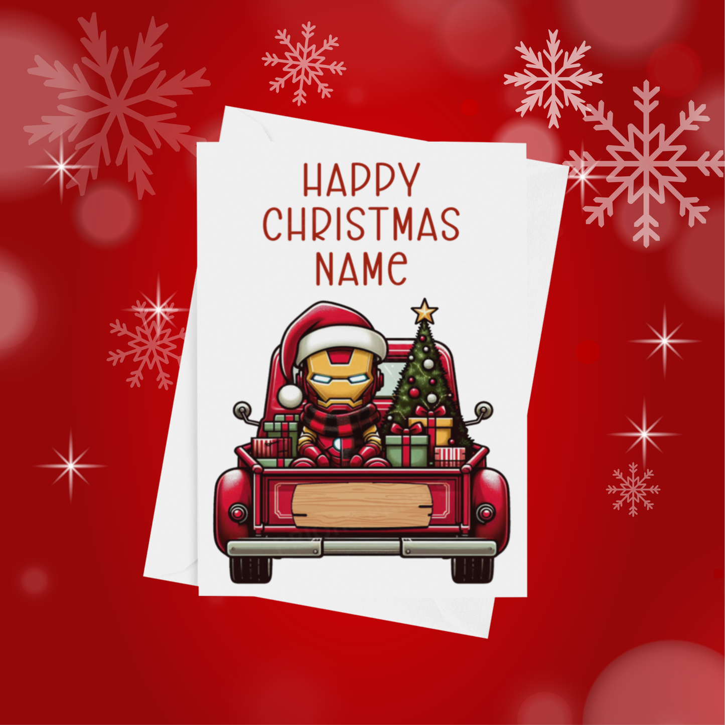 Characters in Truck Personalised Christmas Card