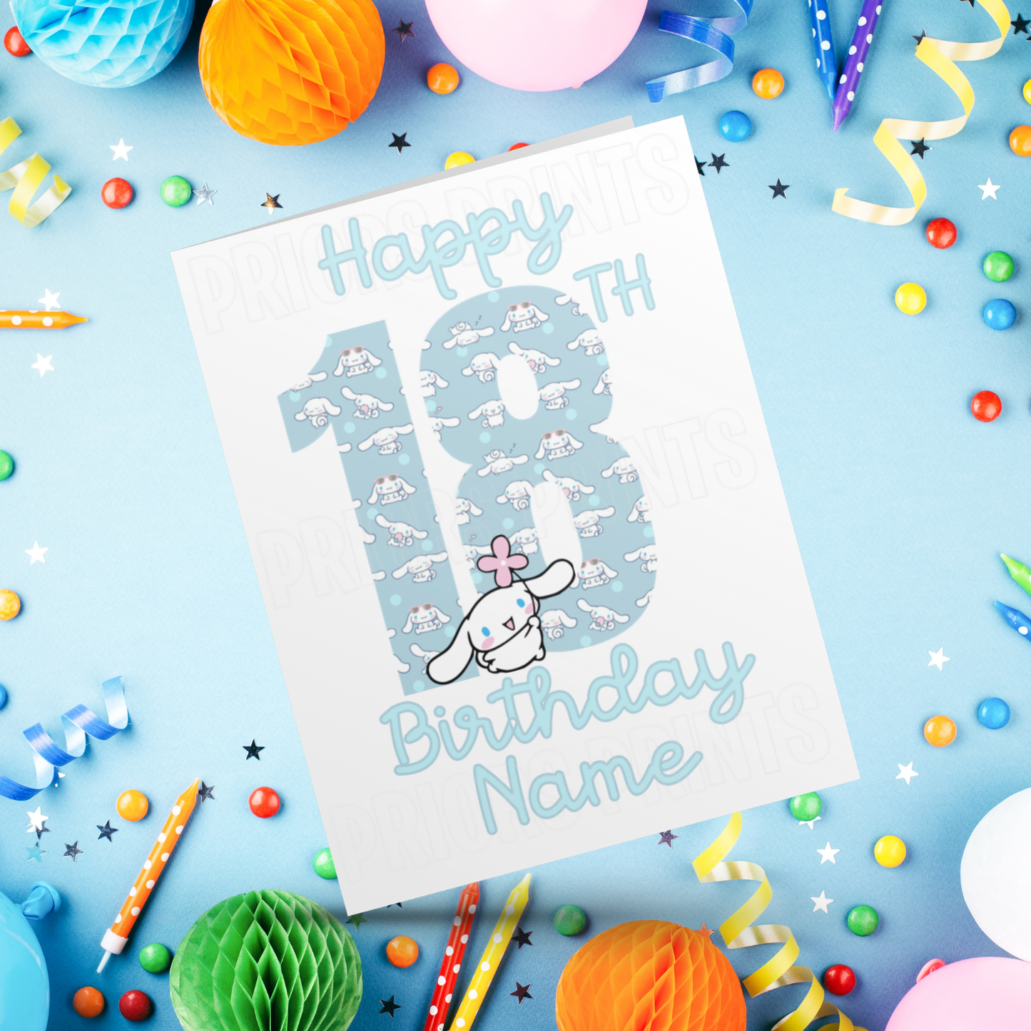 Personalised Cinnamoroll Birthday Card with Age 1-20 Years (Sanrio- Hello Kitty & Friends)