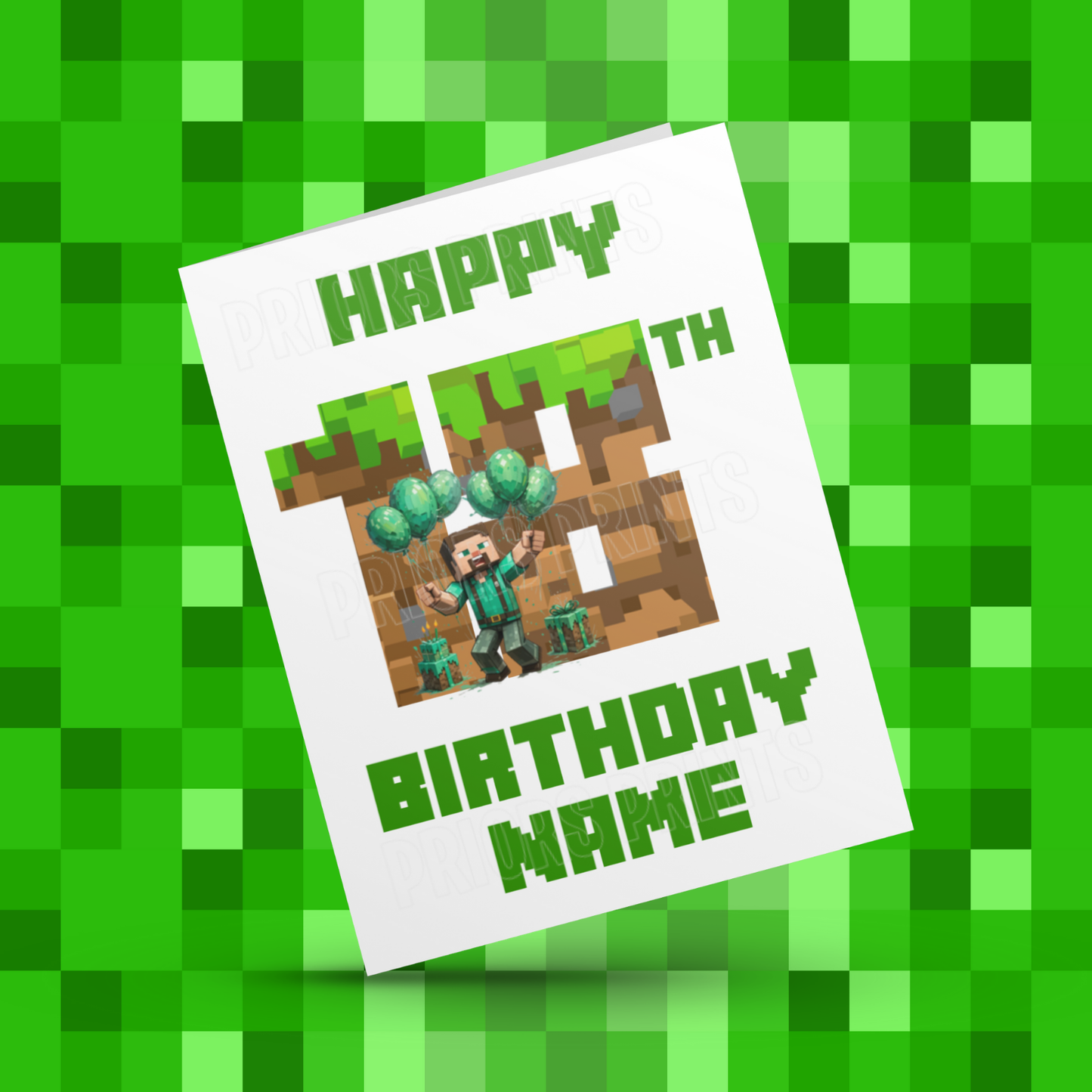 Personalised Minecraft Birthday Card with Age 1-20 Years