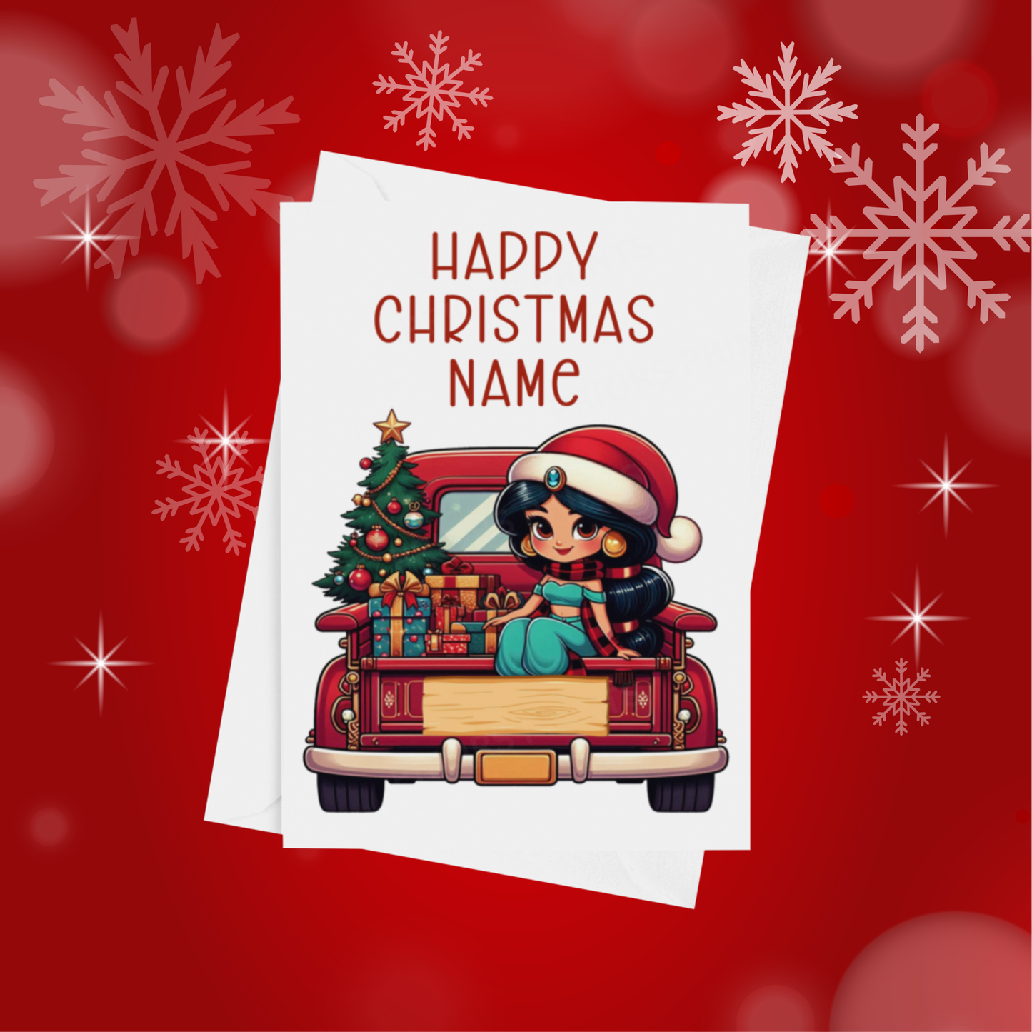Characters in Truck Personalised Christmas Card