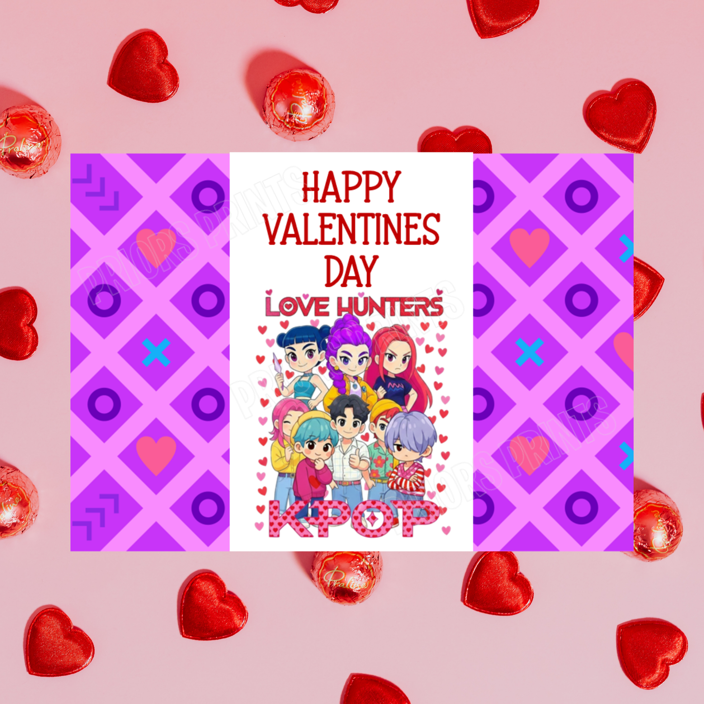 K-Pop demon Hunters Valentines Chocolate Bar Wrapper I K Pop demon Hunters I Rumi I Zoey I Mira I Huntrix I Saja Boys I Jinu I Romance