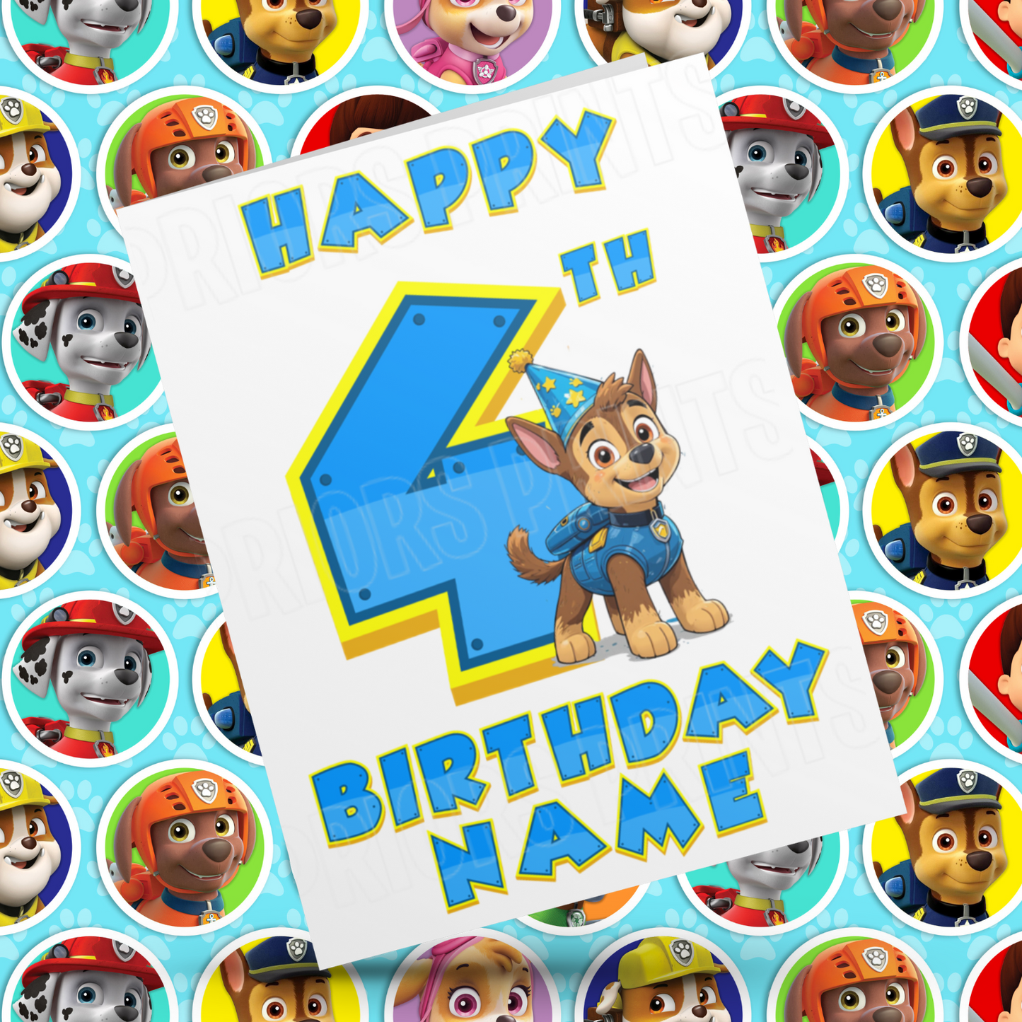 Personalised Blue Paw Patrol Birthday Card with Age 1-9 Years