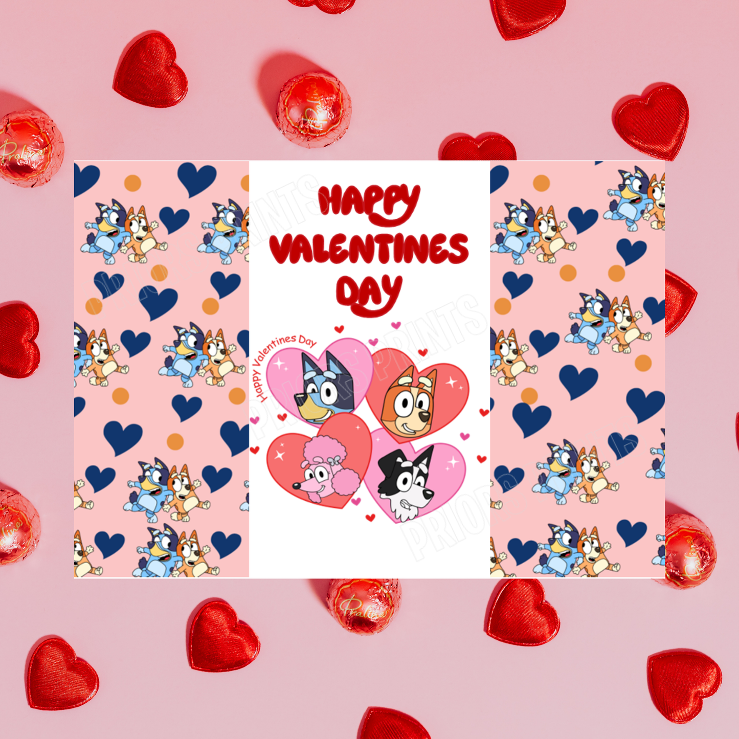 Bluey Valentines Chocolate Bar Wrapper