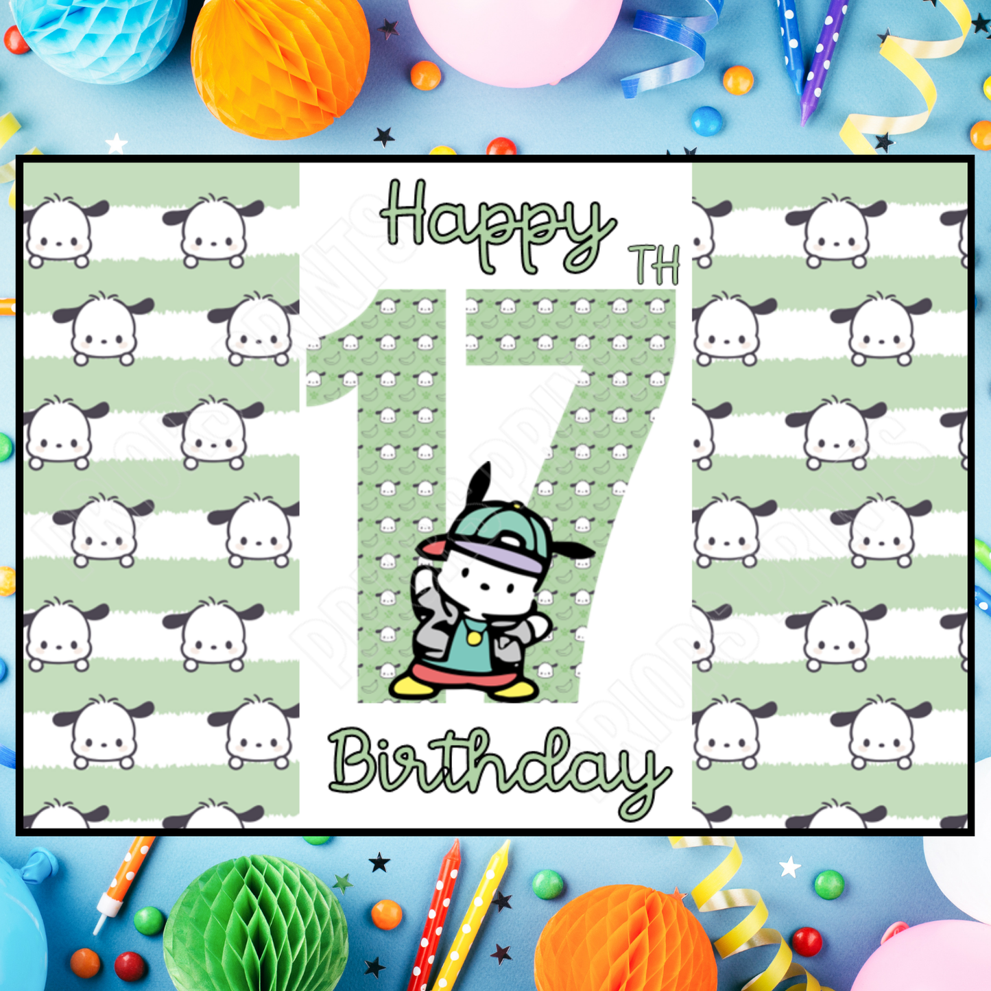 Pochacco Birthday Chocolate Bar Wrapper with Age 5-20 Years (Matches Cards)