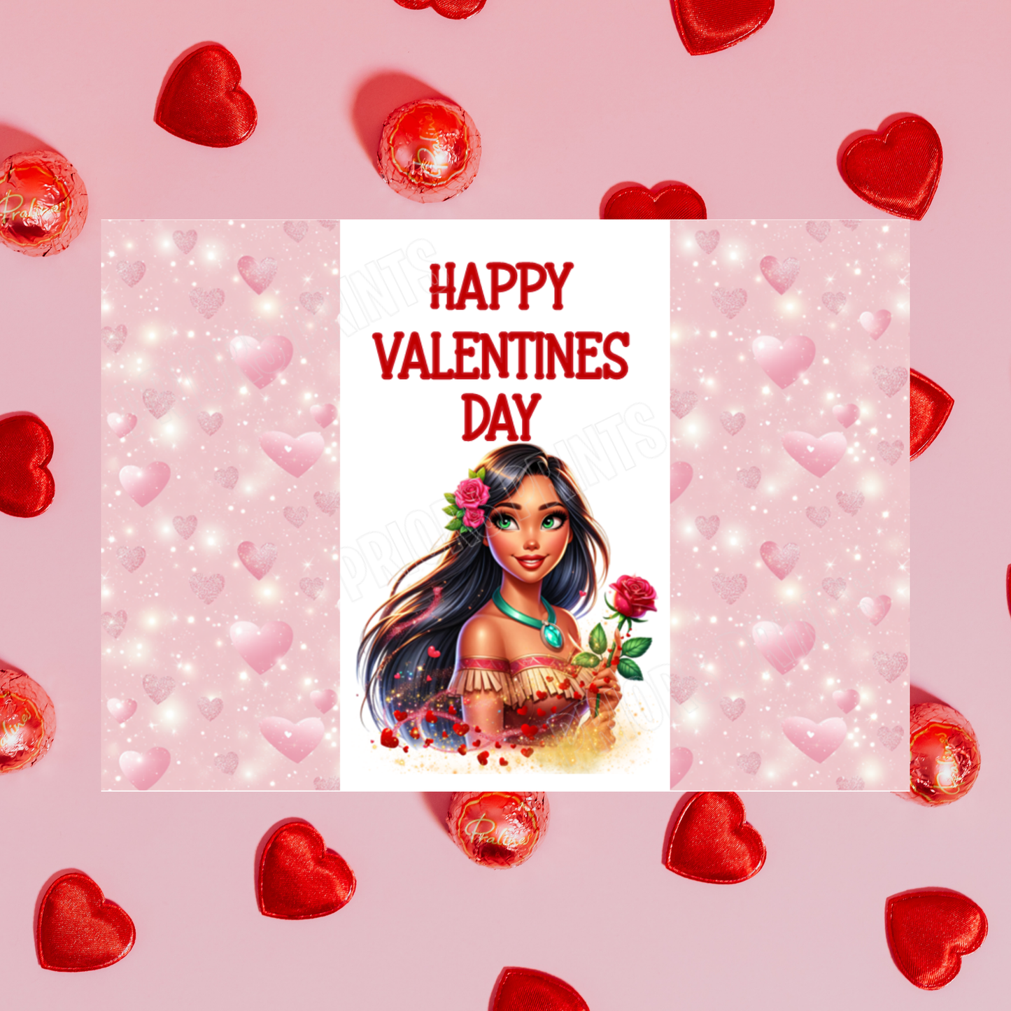 Princess Valentines Day Chocolate Bar Wrappers Anna  Belle  Cinderella  Merida Elsa  Jasmine  Ariel Mulan  Rapunzel  Snow White