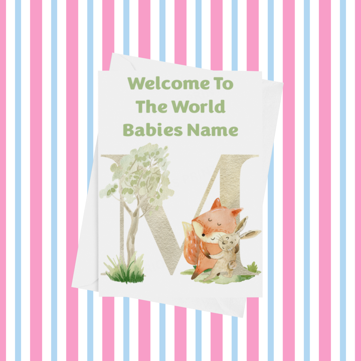 Welcome To The World Music Animals Personalised Card for New Baby