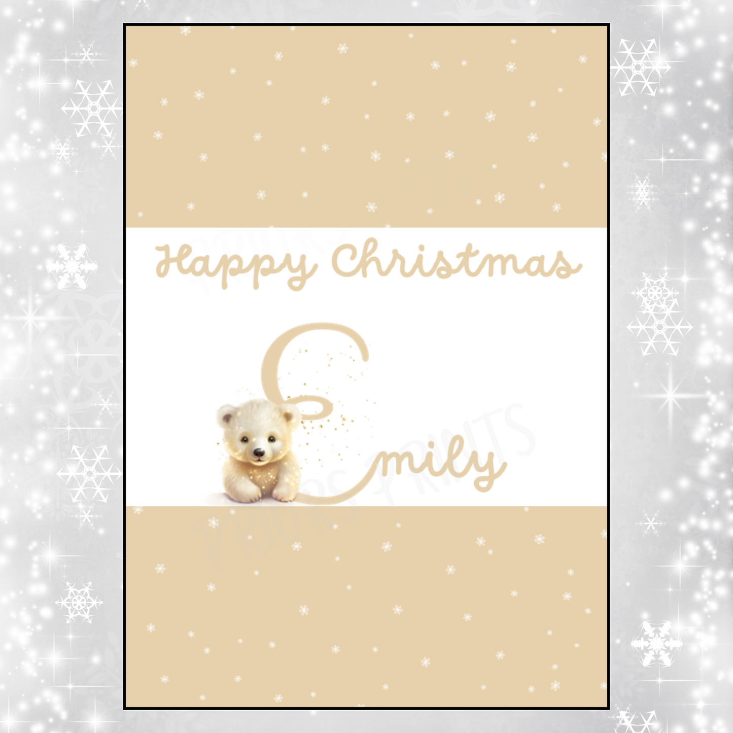 Personalised Polar Bear Christmas Chocolate Bar Wrapper