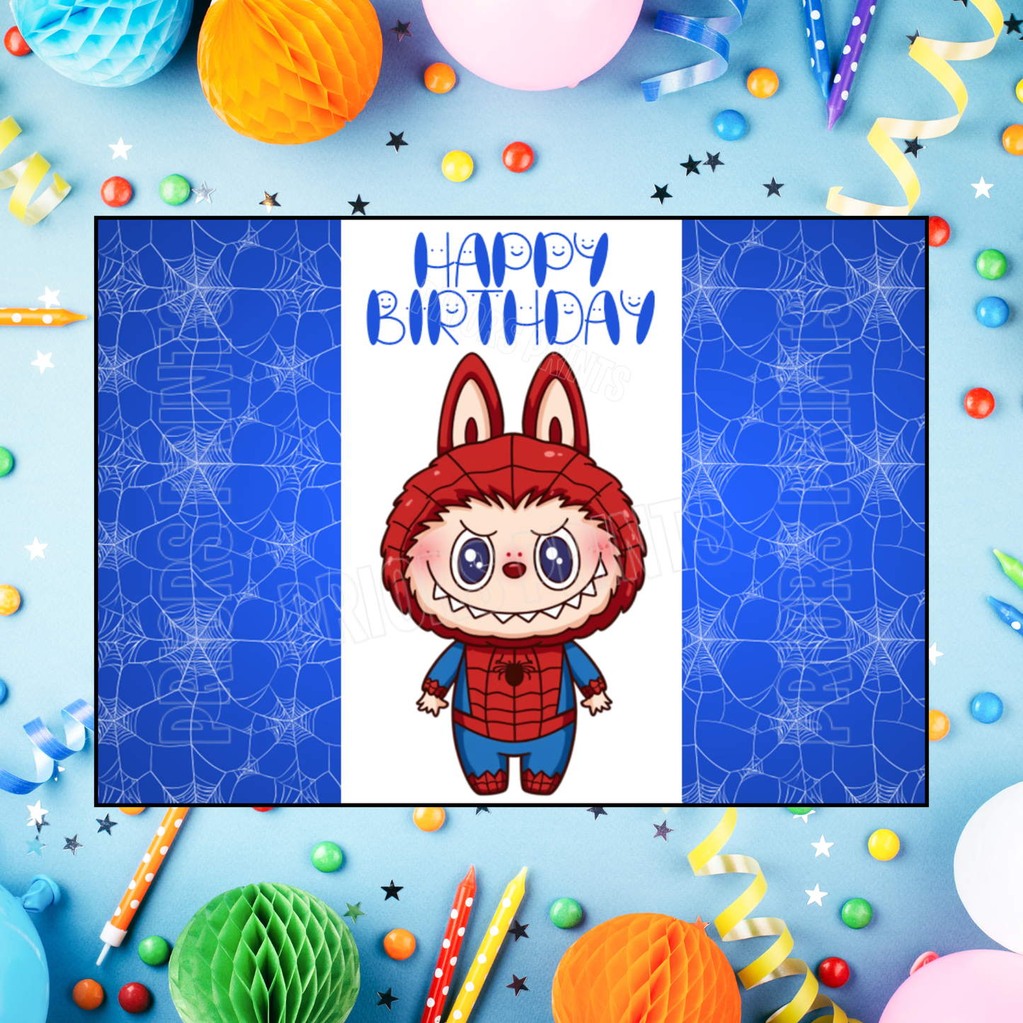 Labubu Dressed as Superhero Characters Birthday Chocolate Bar Wrappers