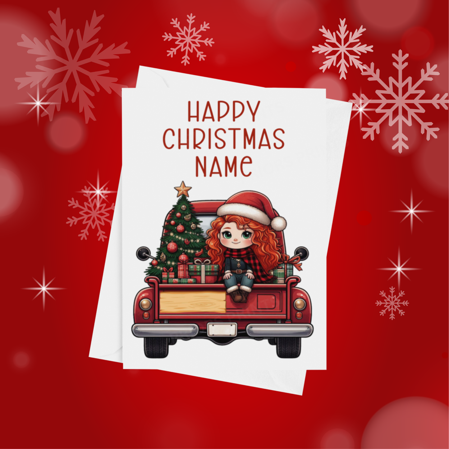 Characters in Truck Personalised Christmas Card