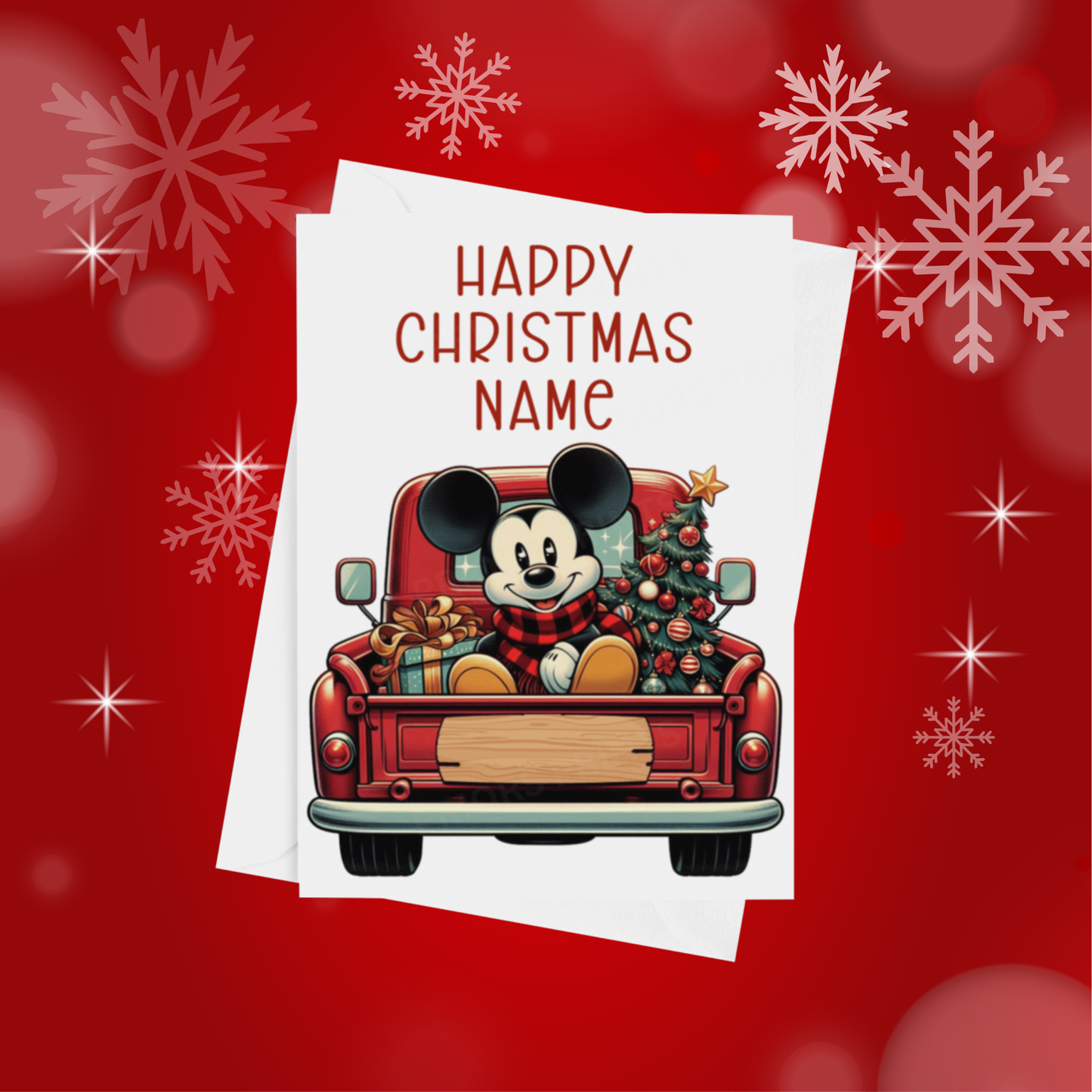 Characters in Truck Personalised Christmas Card