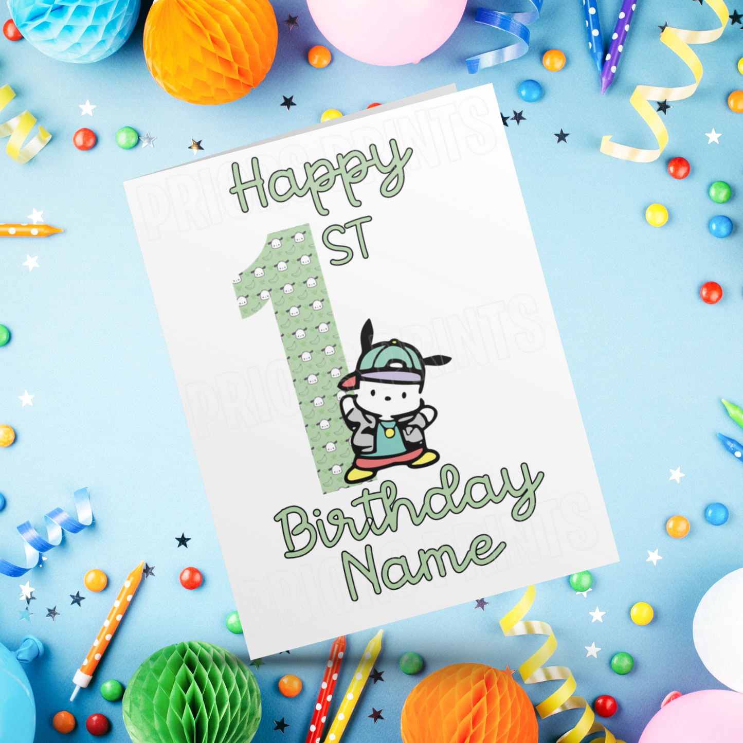 Personalised Pochacco Birthday Card with Age 1-20 Years (Sanrio- Hello Kitty & Friends)
