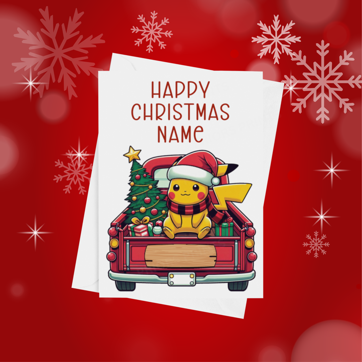 Characters in Truck Personalised Christmas Card