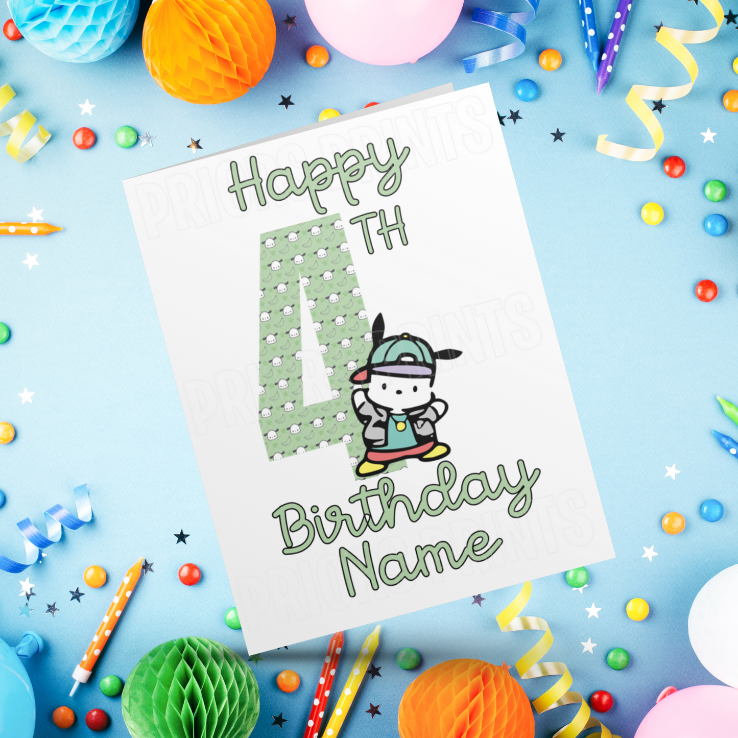 Personalised Pochacco Birthday Card with Age 1-20 Years (Sanrio- Hello Kitty & Friends)