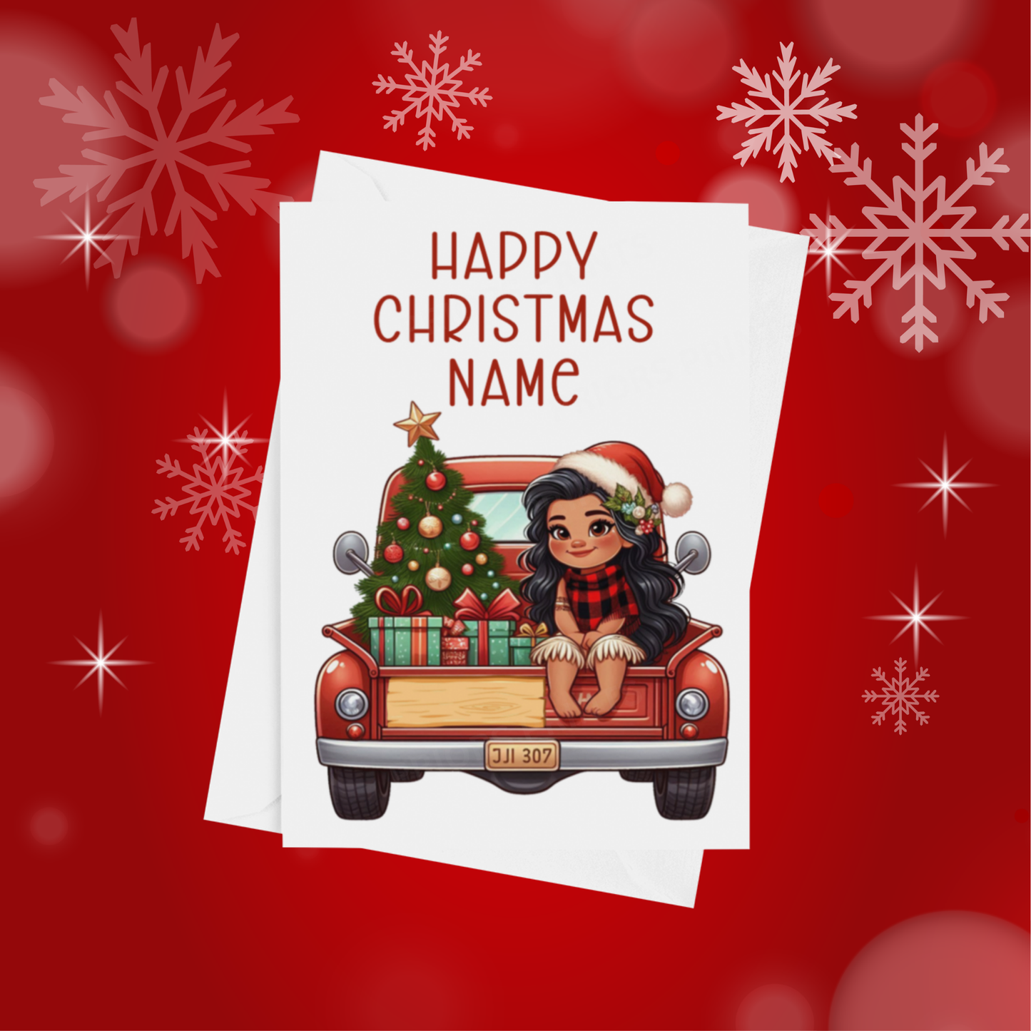Characters in Truck Personalised Christmas Card