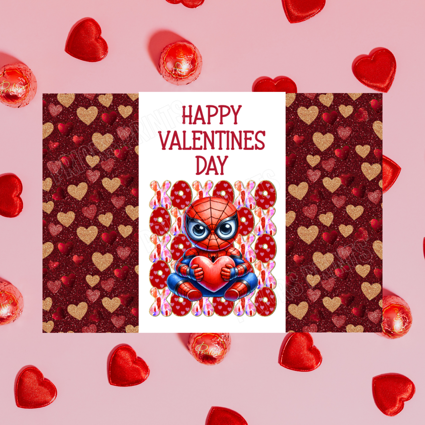 XOXOX Cute Character Valentines Day Chocolate Bar Wrappers  I Spiderman I Sonic I Captain America I Batman I Mario I Groot I Yoda I Deadpool