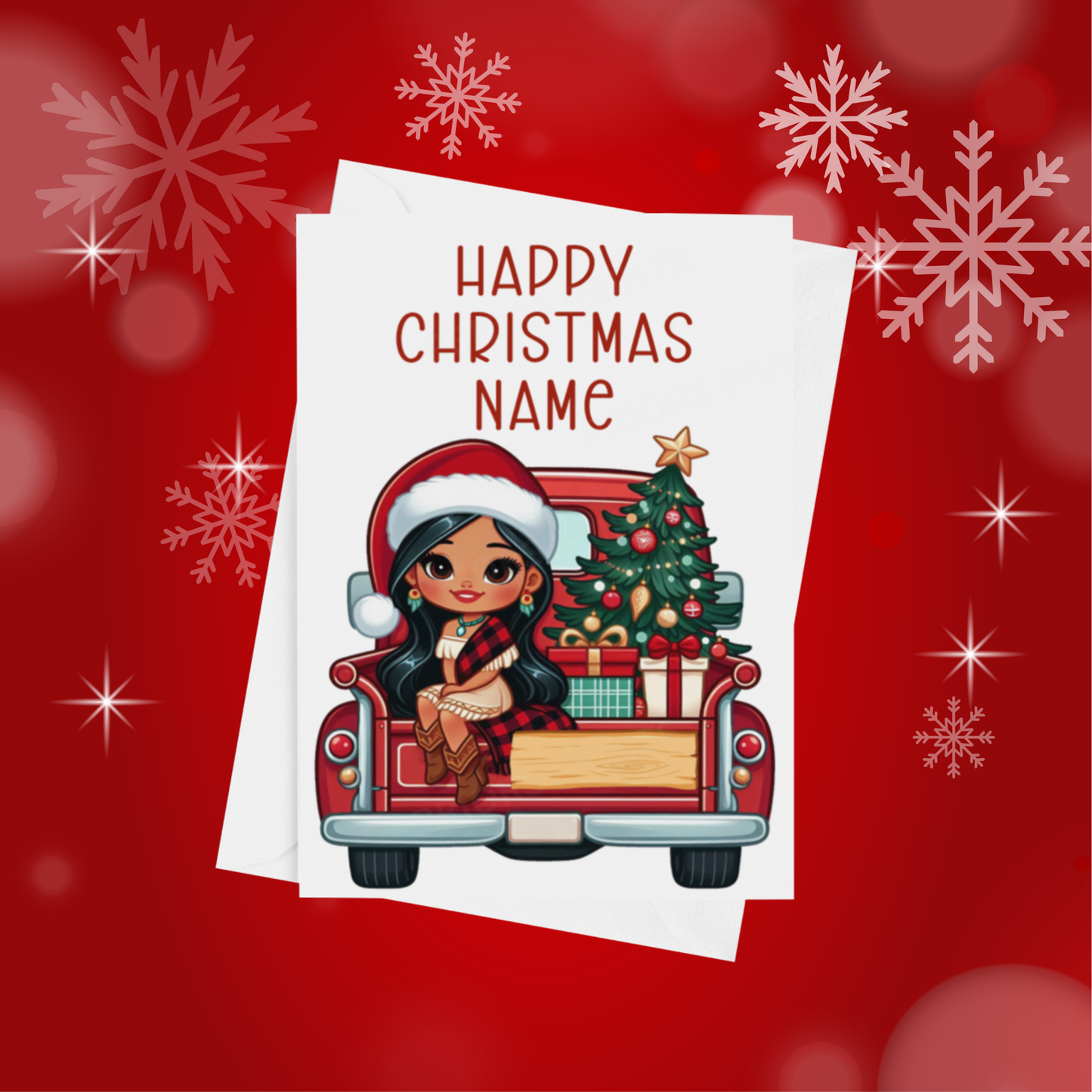 Characters in Truck Personalised Christmas Card