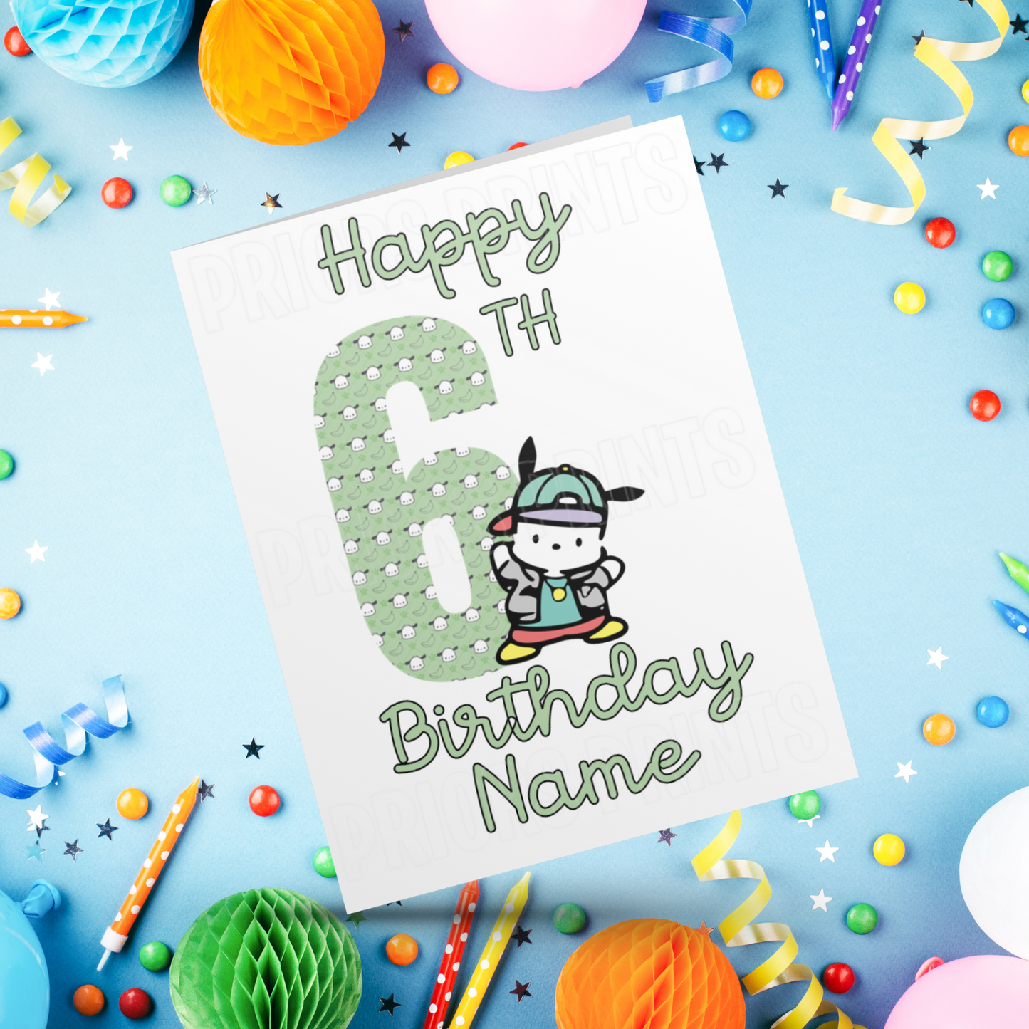 Personalised Pochacco Birthday Card with Age 1-20 Years (Sanrio- Hello Kitty & Friends)