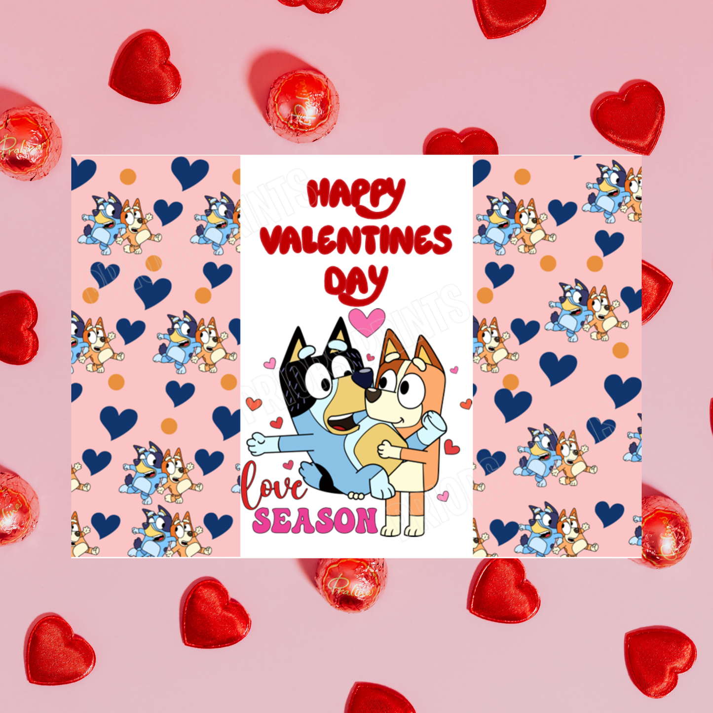 Bluey Valentines Chocolate Bar Wrapper