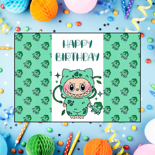 Labubu Dressed as Pokemon Characters Birthday Chocolate Bar Wrappers