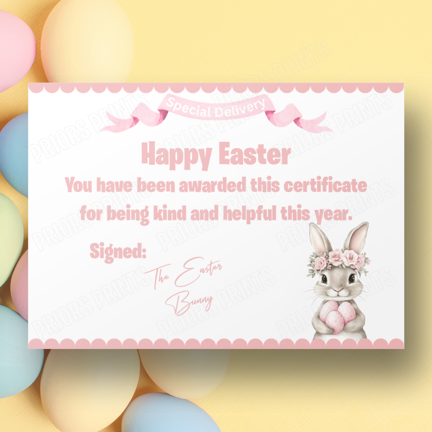 Easter Bunny A4 Certificate