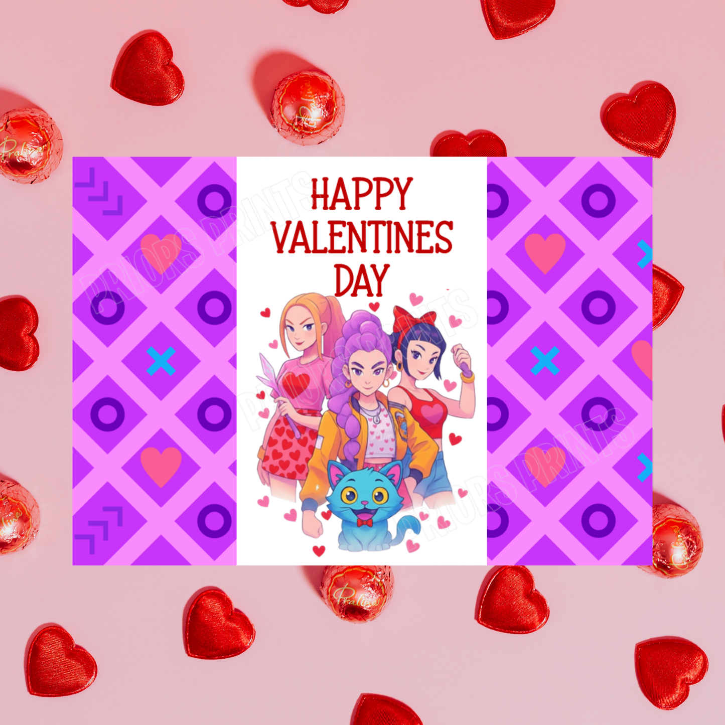 K-Pop demon Hunters Valentines Chocolate Bar Wrapper I K Pop demon Hunters I Rumi I Zoey I Mira I Huntrix I Saja Boys I Jinu I Romance