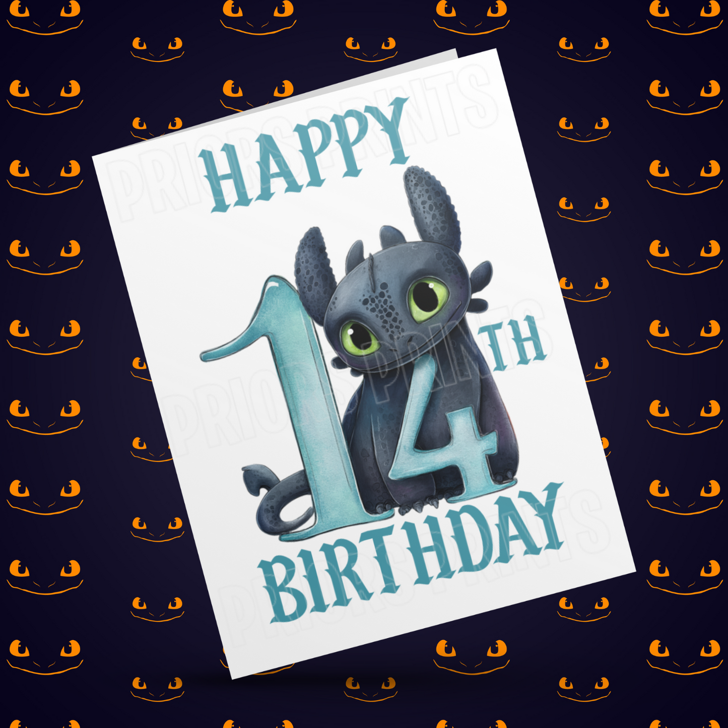 Personalised Toothless Birthday Card with Age 1-20 Years (How To Train Your Dragon)