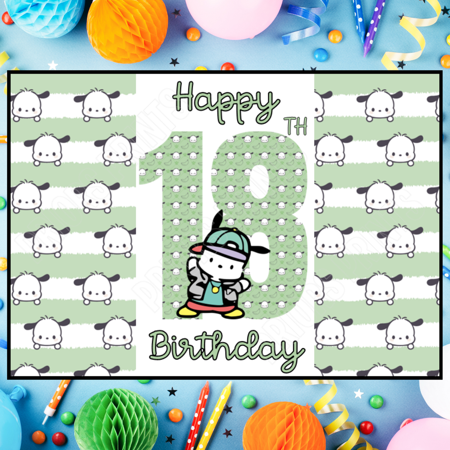 Pochacco Birthday Chocolate Bar Wrapper with Age 5-20 Years (Matches Cards)