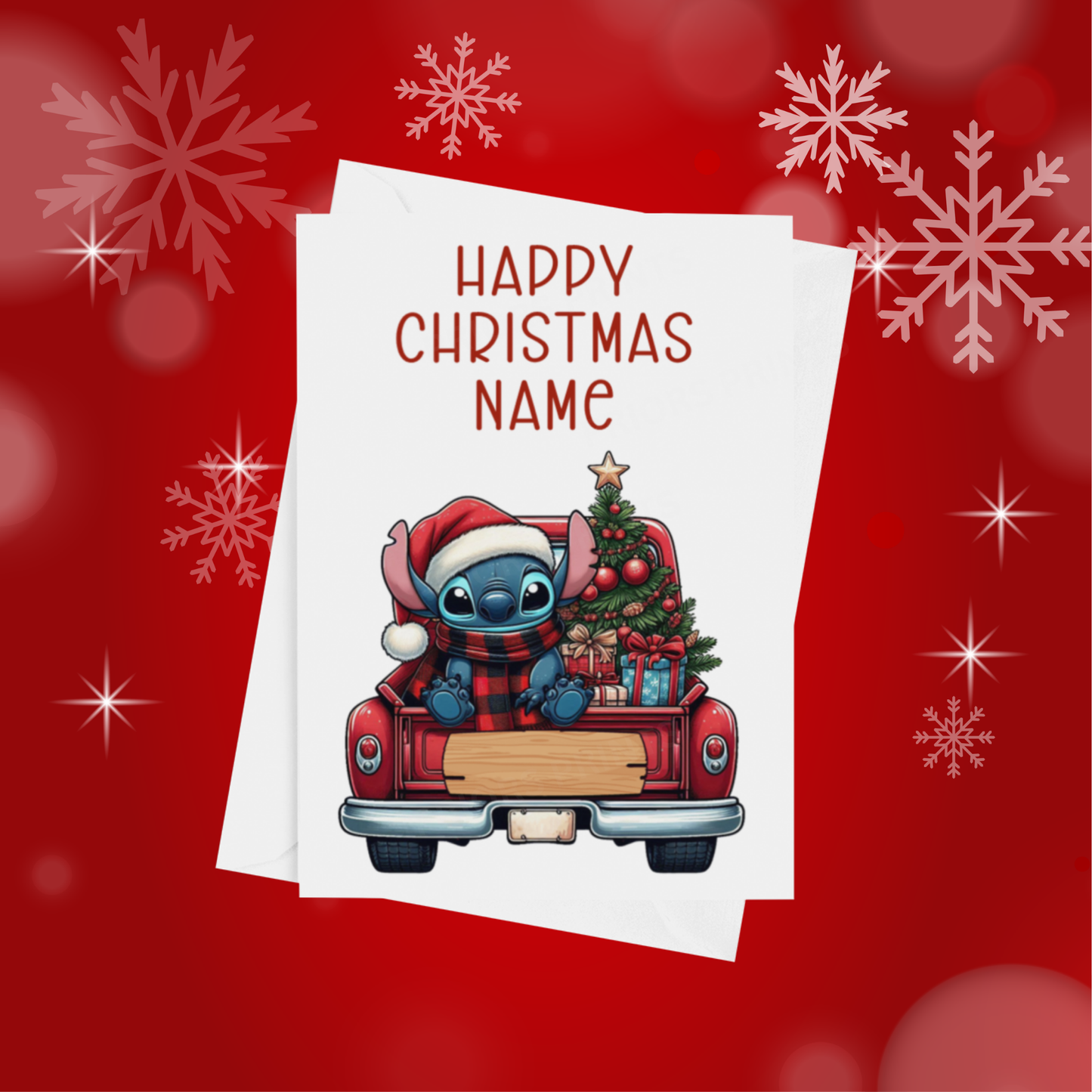 Characters in Truck Personalised Christmas Card