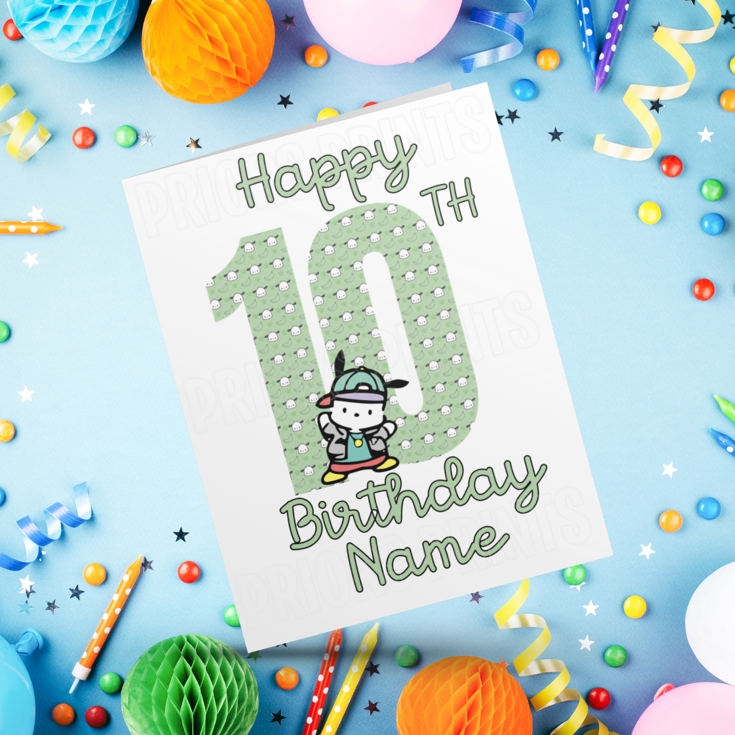 Personalised Pochacco Birthday Card with Age 1-20 Years (Sanrio- Hello Kitty & Friends)