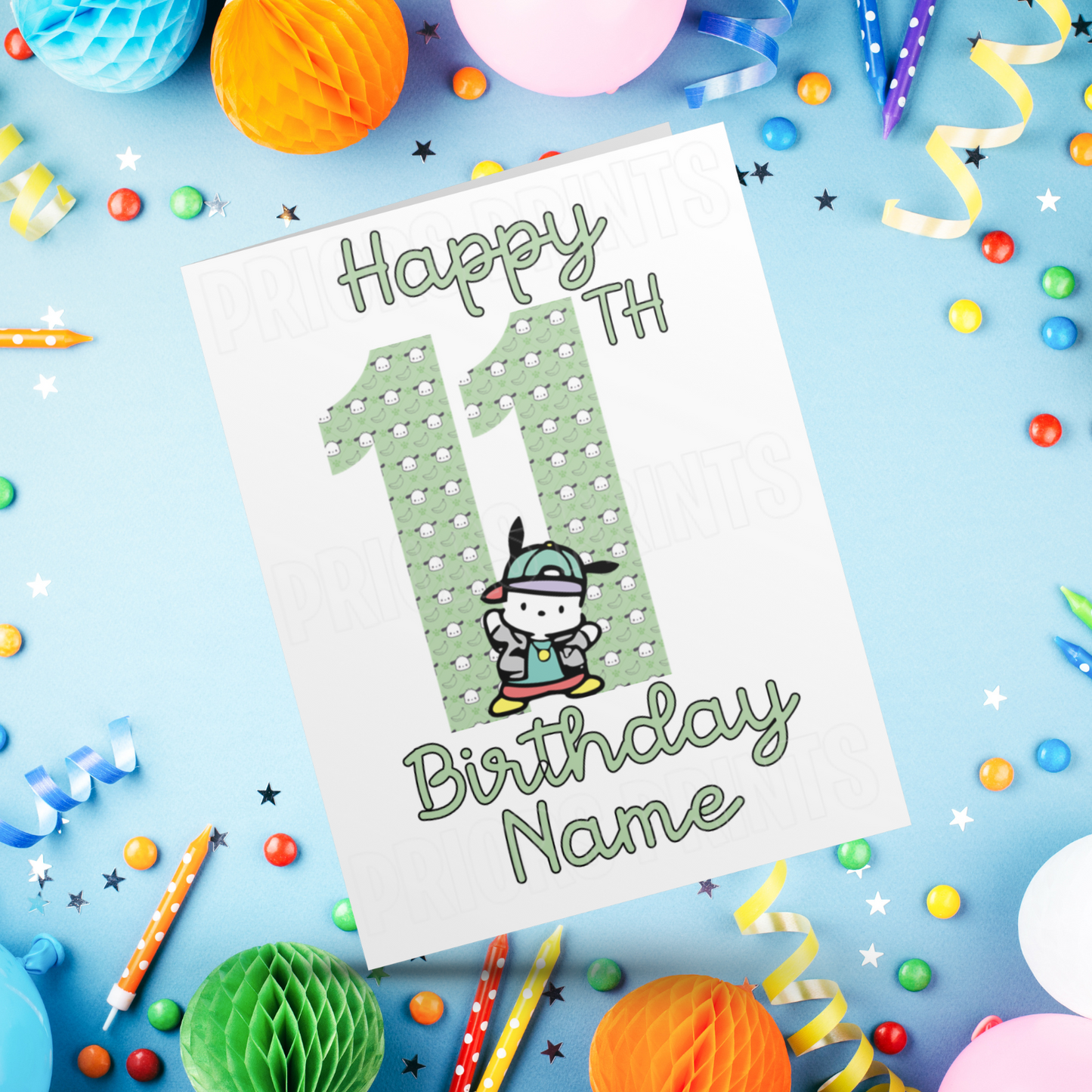 Personalised Pochacco Birthday Card with Age 1-20 Years (Sanrio- Hello Kitty & Friends)