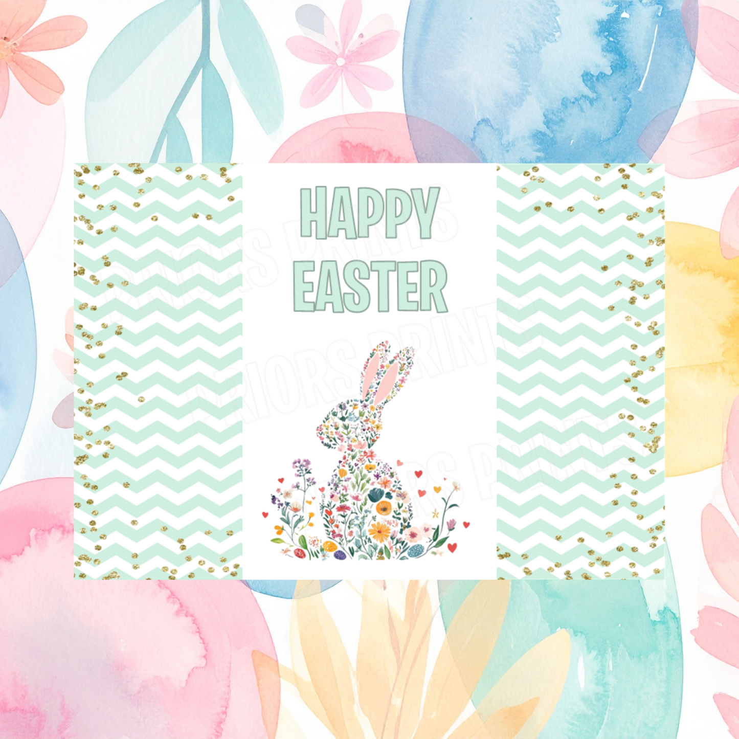 Easter Floral Rabbit Chocolate Bar Wrapper