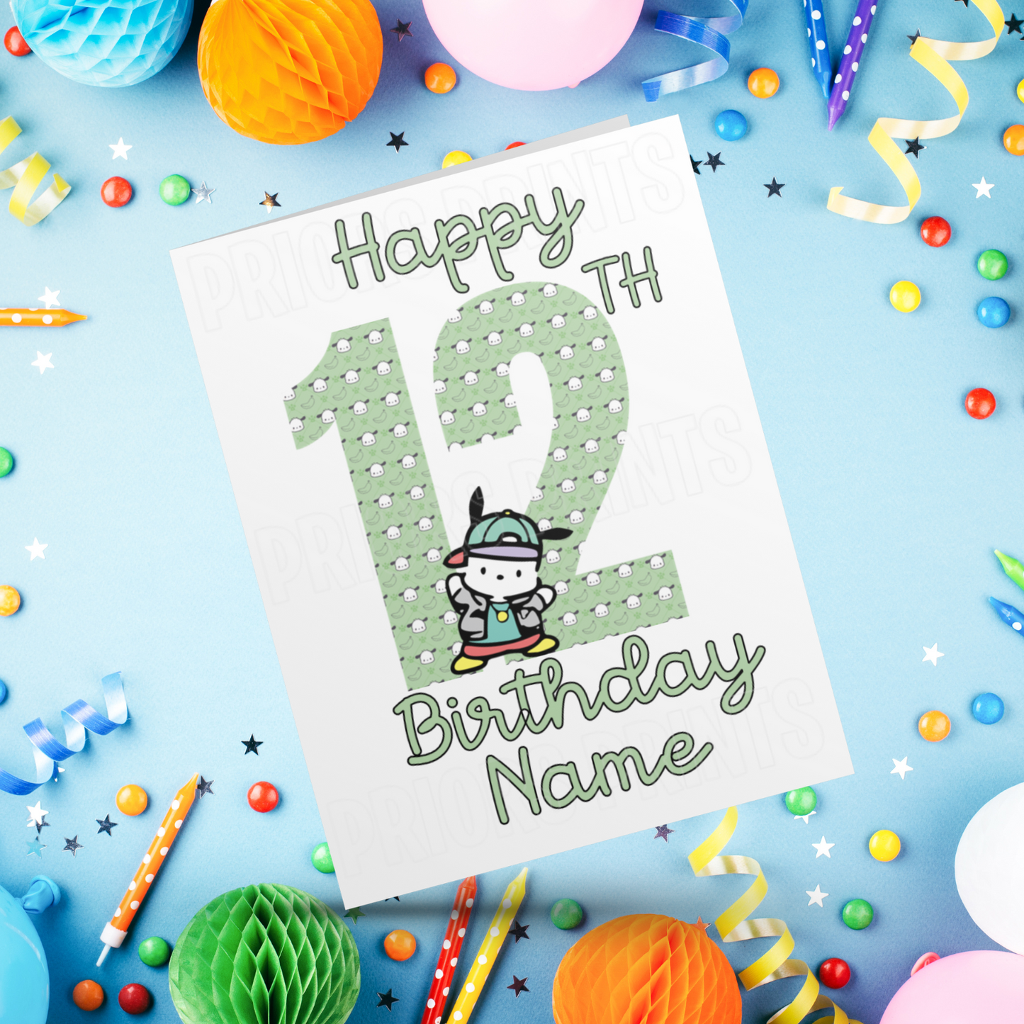 Personalised Pochacco Birthday Card with Age 1-20 Years (Sanrio- Hello Kitty & Friends)