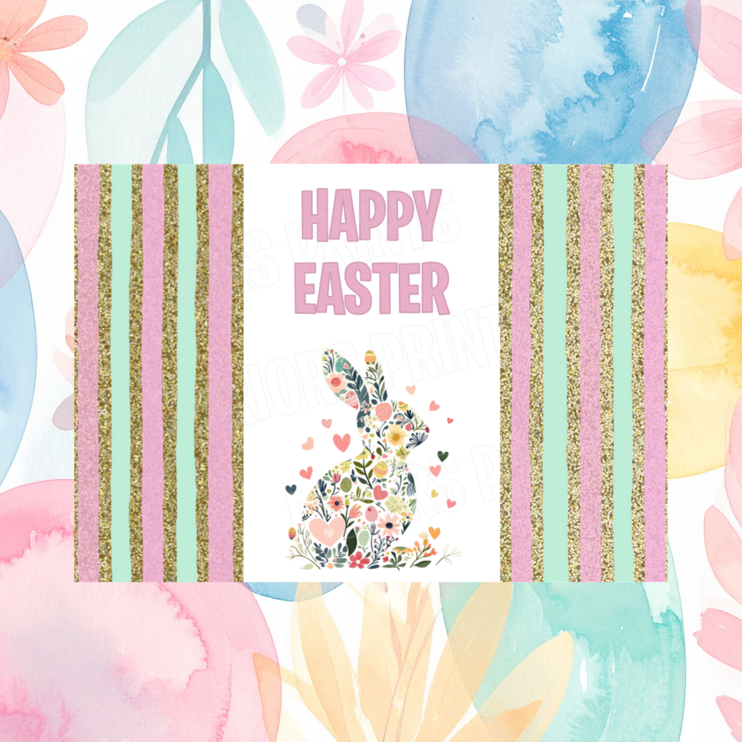 Easter Floral Rabbit Chocolate Bar Wrapper