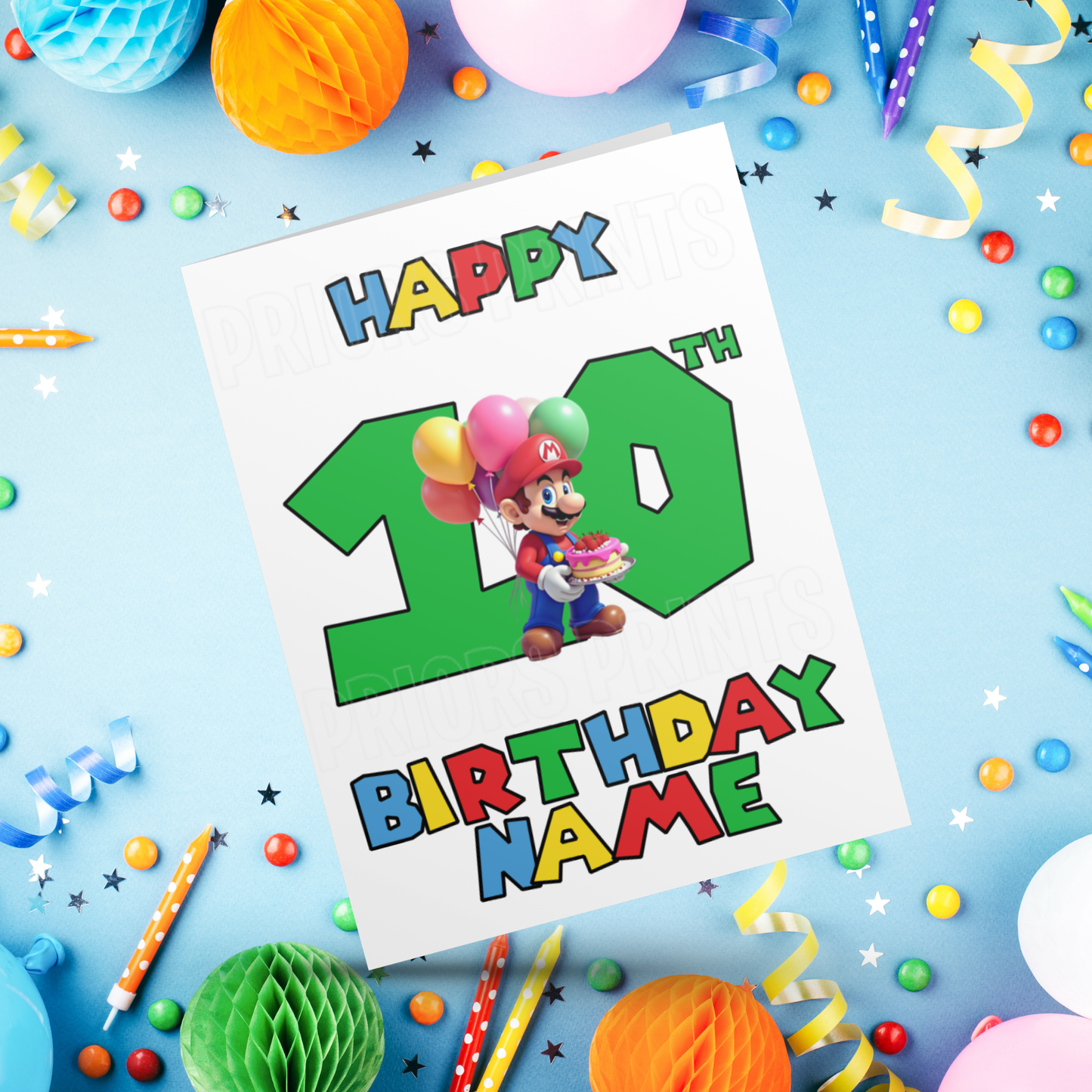 Super Mario Personalised Birthday Card with Age 1- 20 years I Nintendo I Gamer I Gaming