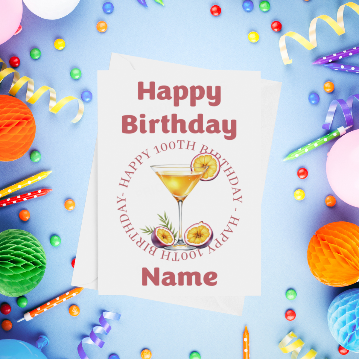 Passion Fruit Personalised Milestone Birthday Card for Adults Age 16, 18, 21, 25, 30, 40, 50, 60, 70, 80, 90, 100