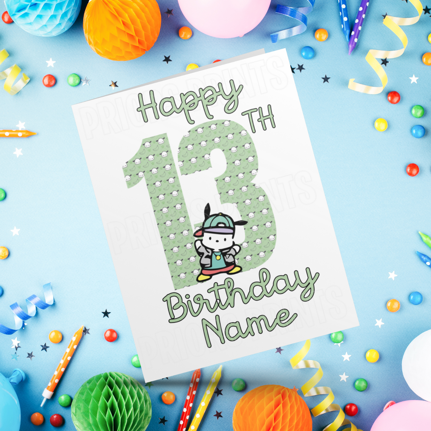 Personalised Pochacco Birthday Card with Age 1-20 Years (Sanrio- Hello Kitty & Friends)