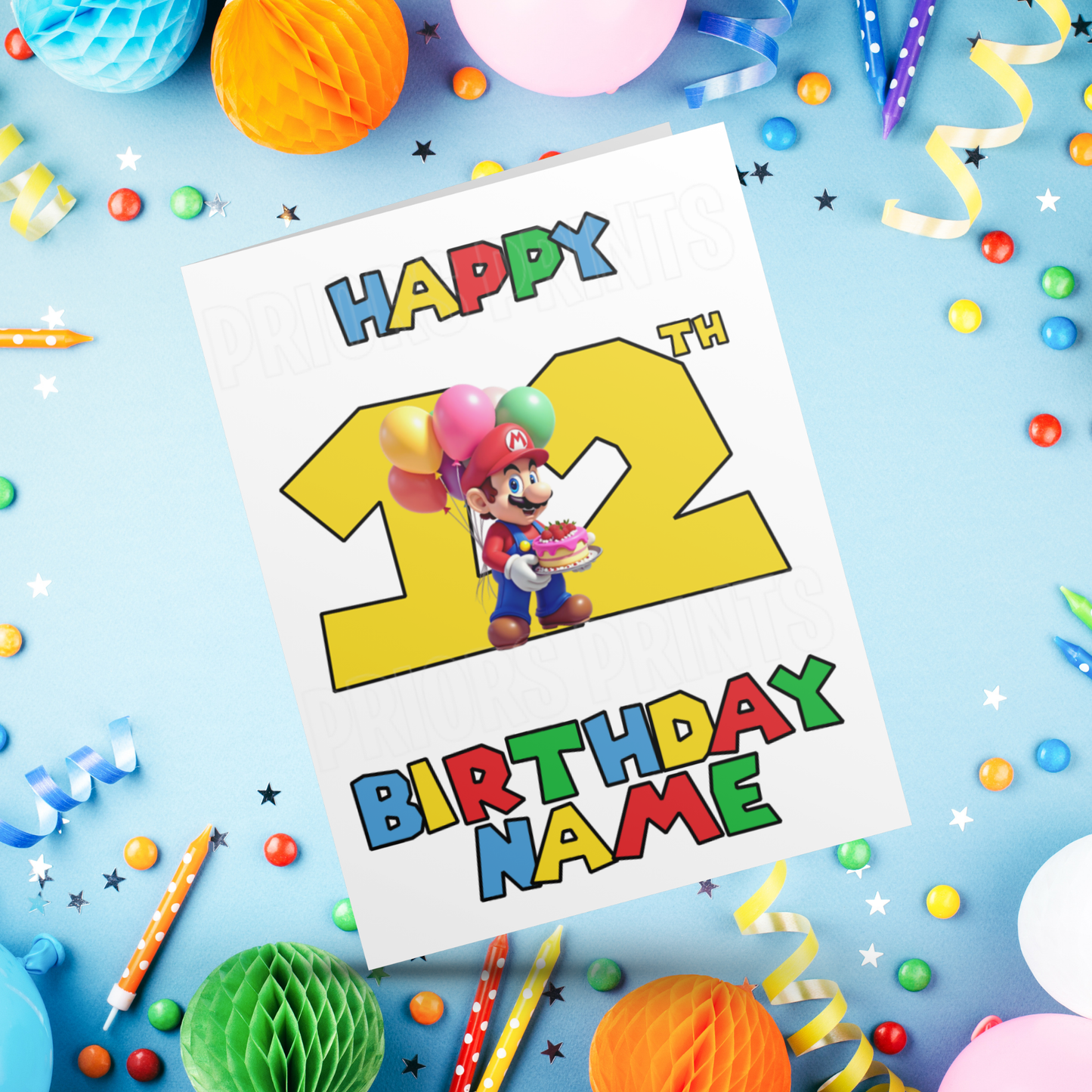 Super Mario Personalised Birthday Card with Age 1- 20 years I Nintendo I Gamer I Gaming