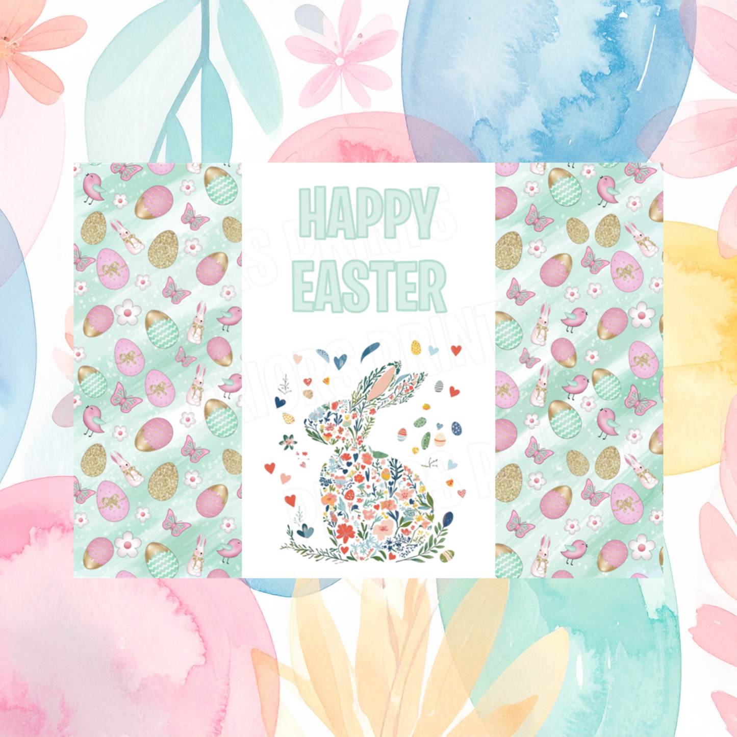 Easter Floral Rabbit Chocolate Bar Wrapper