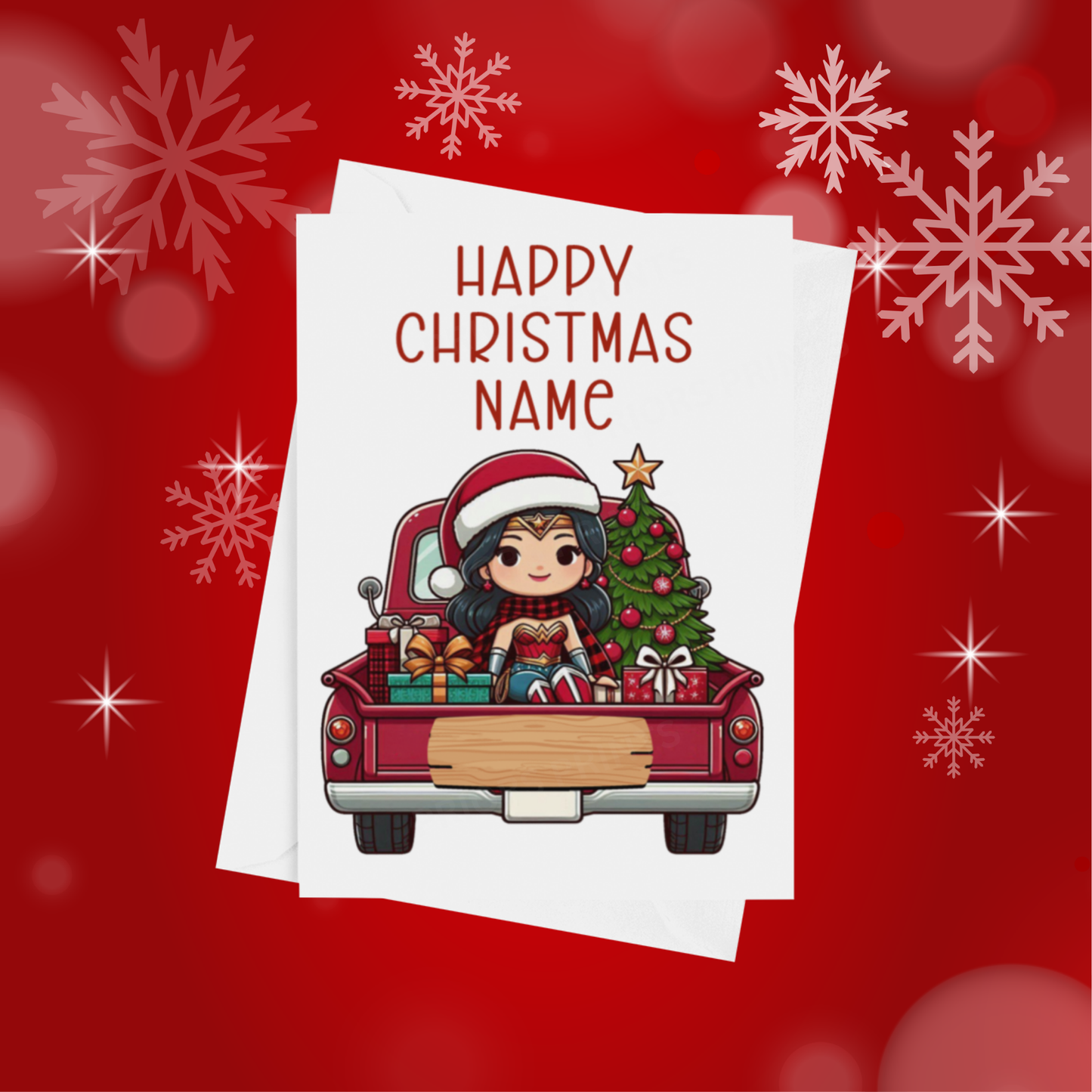 Characters in Truck Personalised Christmas Card