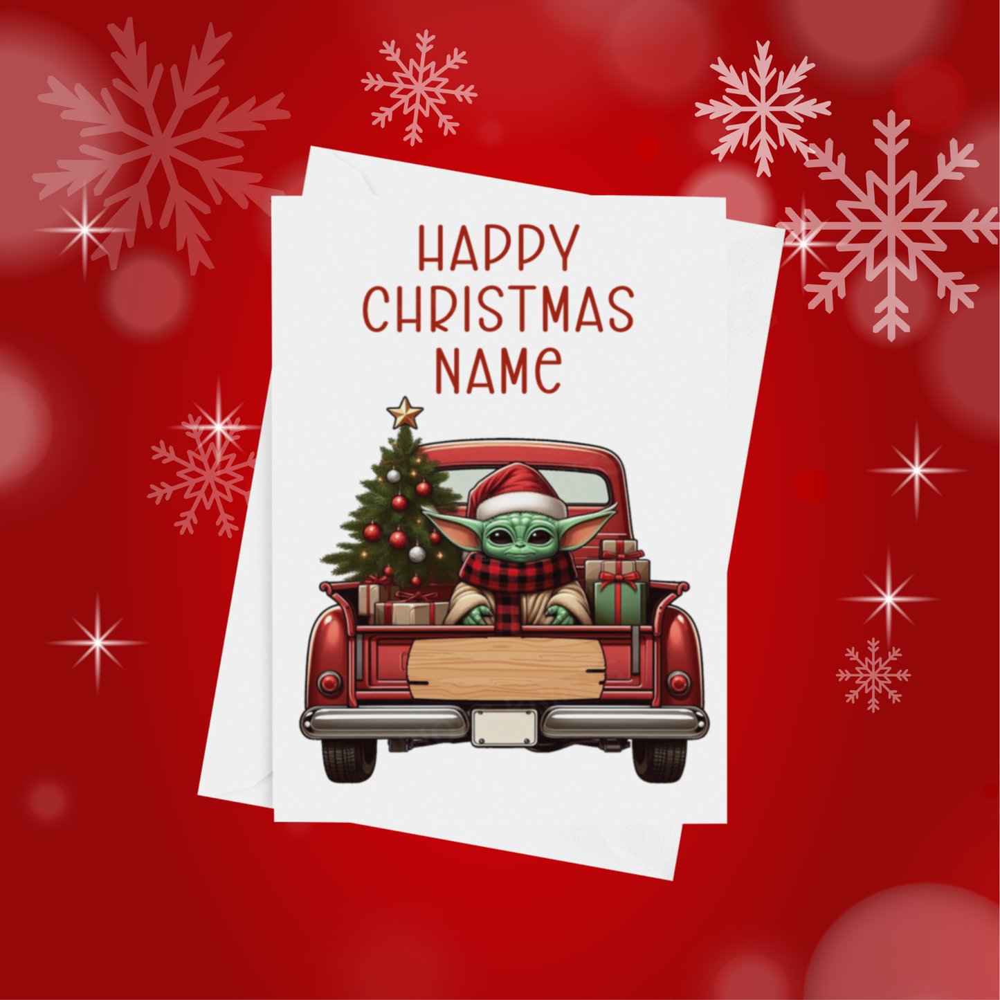 Characters in Truck Personalised Christmas Card