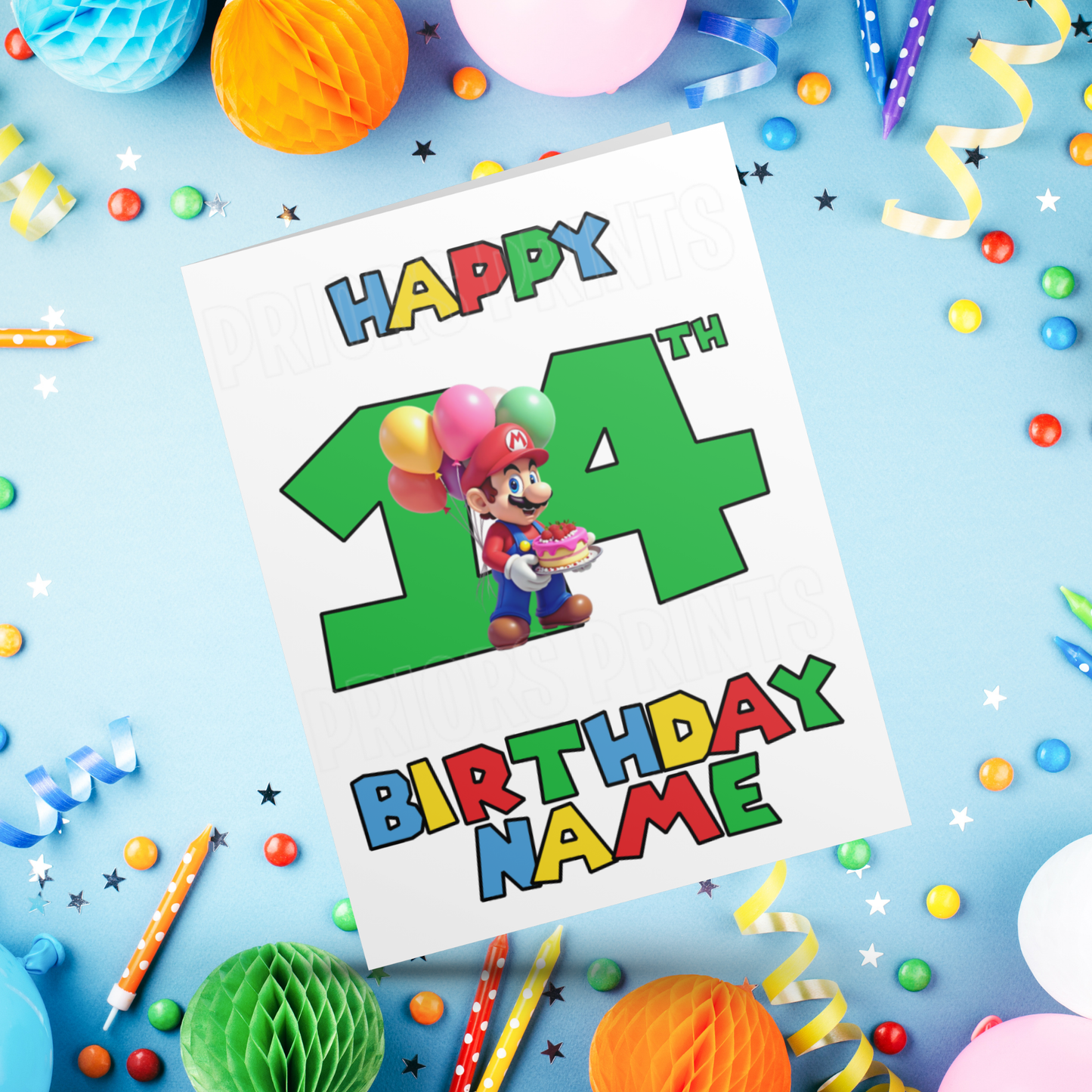 Super Mario Personalised Birthday Card with Age 1- 20 years I Nintendo I Gamer I Gaming
